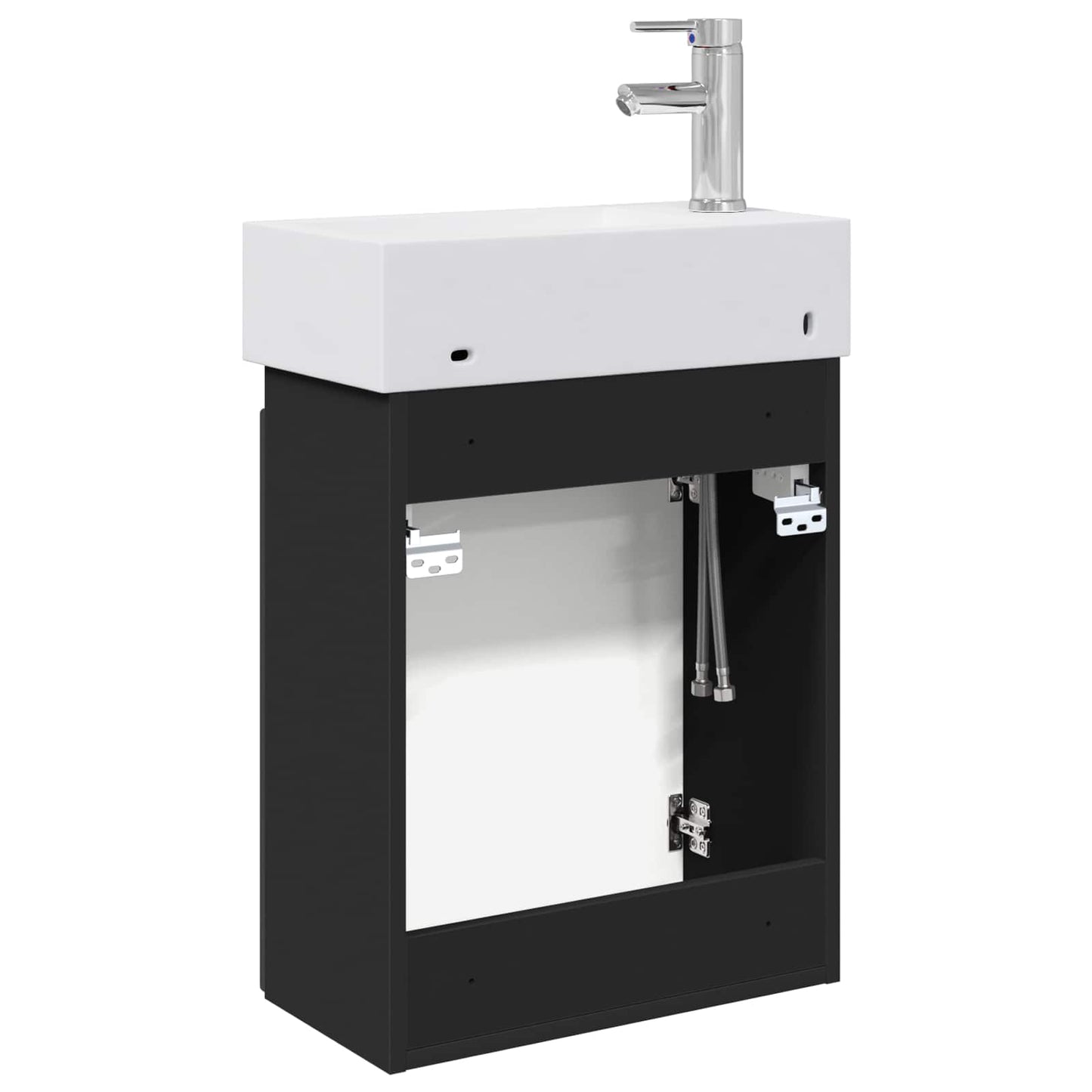 Badezimmer Waschtischunterschrank mit Wasserhahn Schwarz