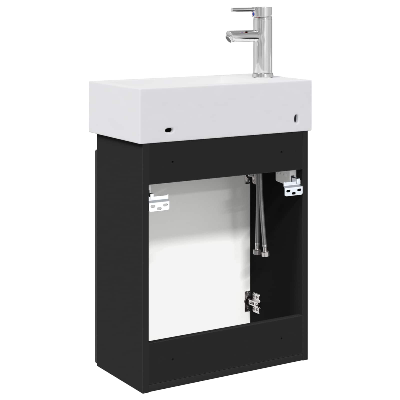 Badezimmer Waschtischunterschrank mit Wasserhahn Schwarz