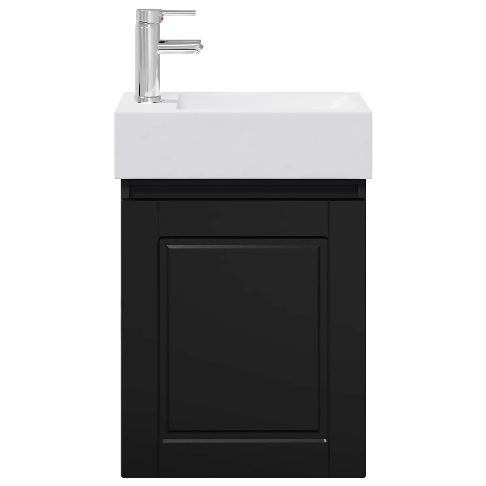 Badezimmer Waschtischunterschrank mit Wasserhahn Schwarz