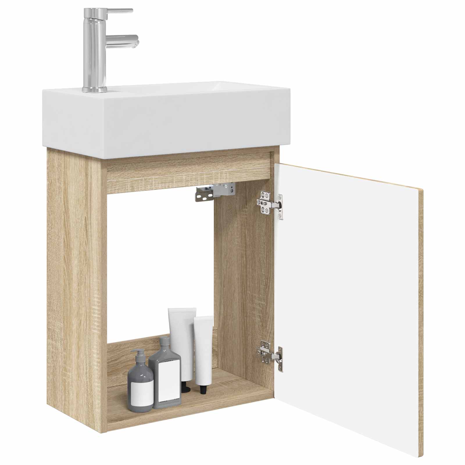 Badezimmer Waschtischunterschrank mit Wasserhahn Sonoma-Eiche