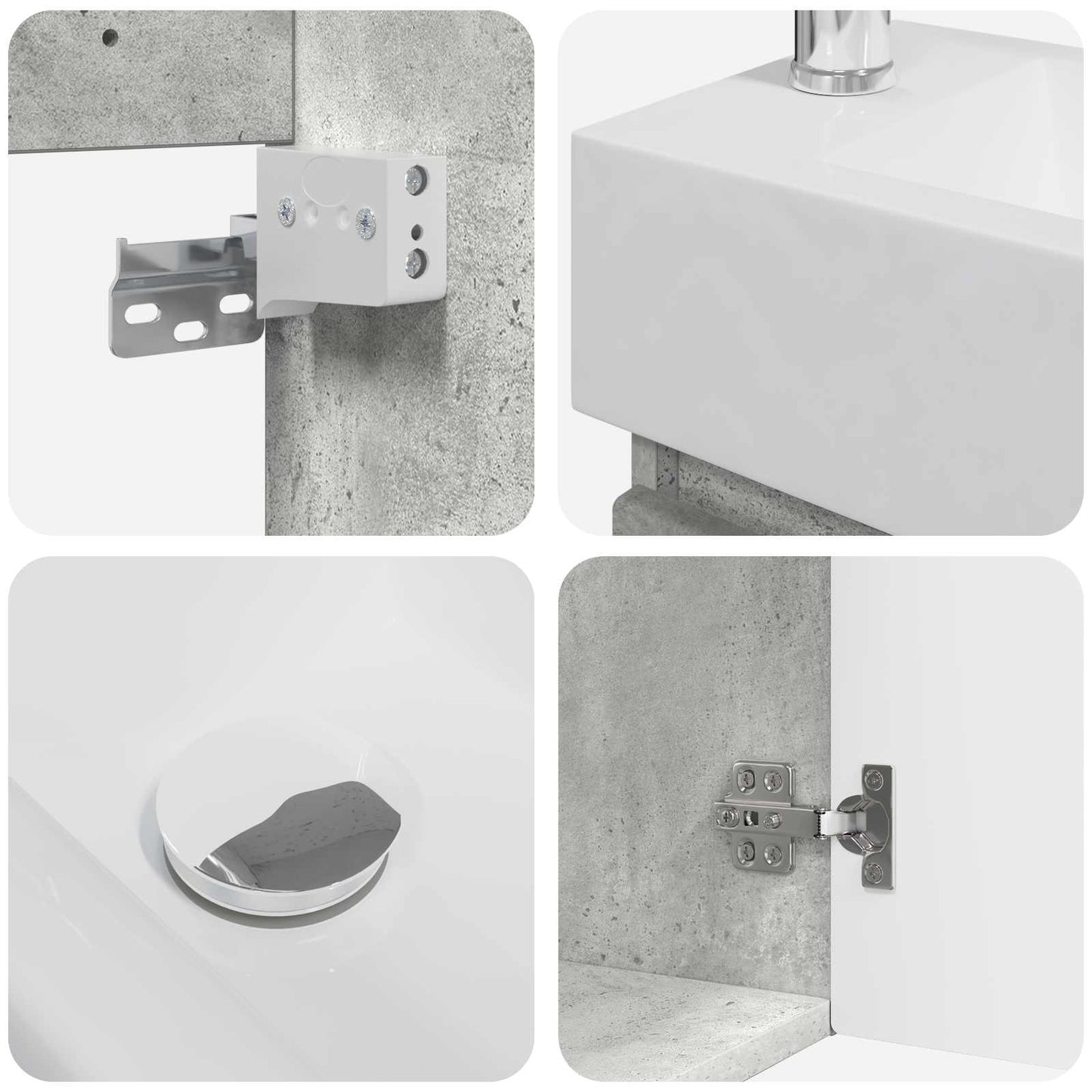 Badezimmer Waschtischunterschrank mit Wasserhahn Betongrau