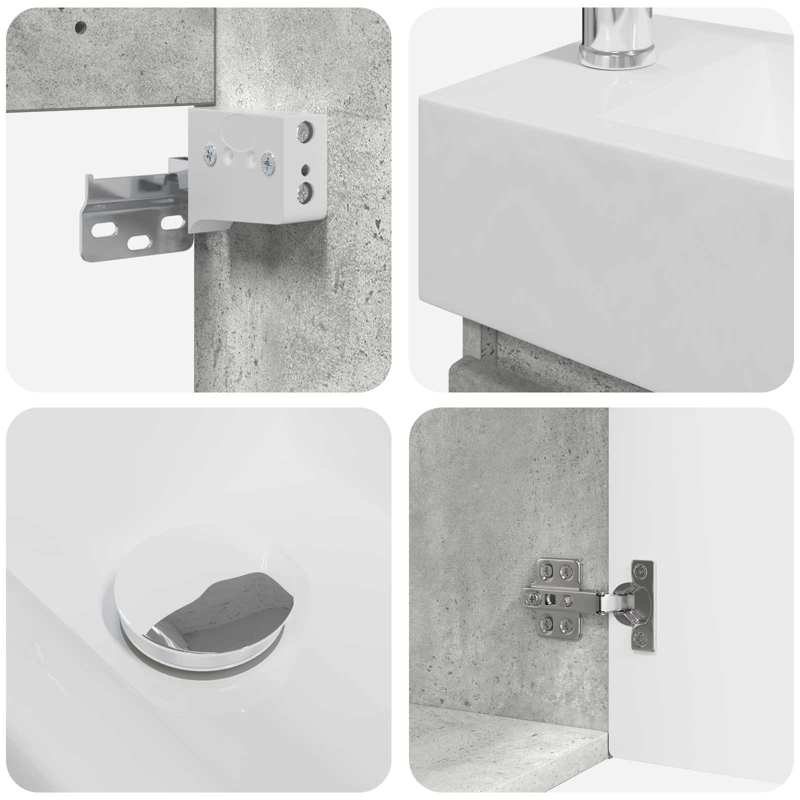 Badezimmer Waschtischunterschrank mit Wasserhahn Betongrau