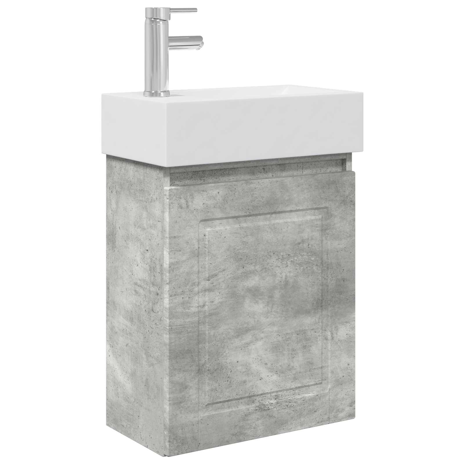 Badezimmer Waschtischunterschrank mit Wasserhahn Betongrau