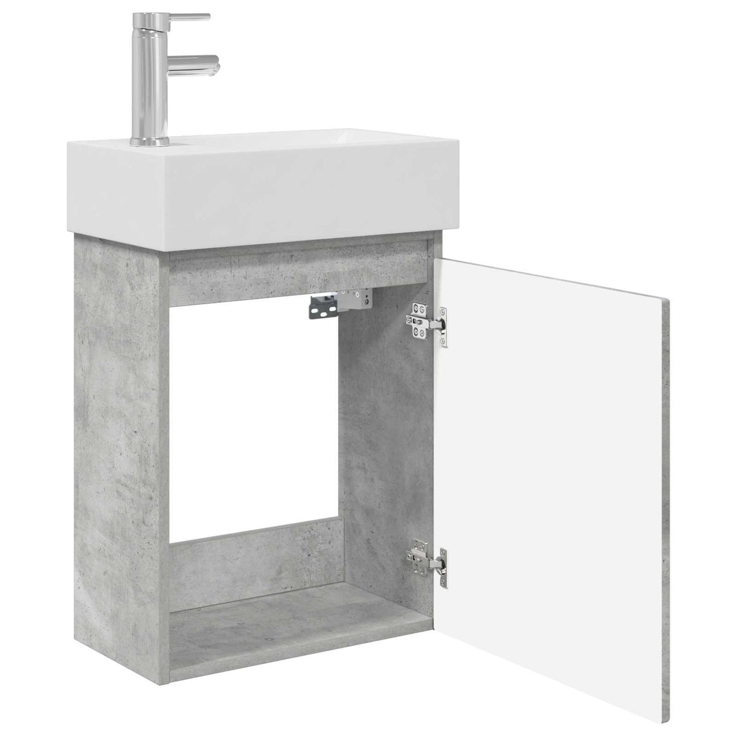 Badezimmer Waschtischunterschrank mit Wasserhahn Betongrau
