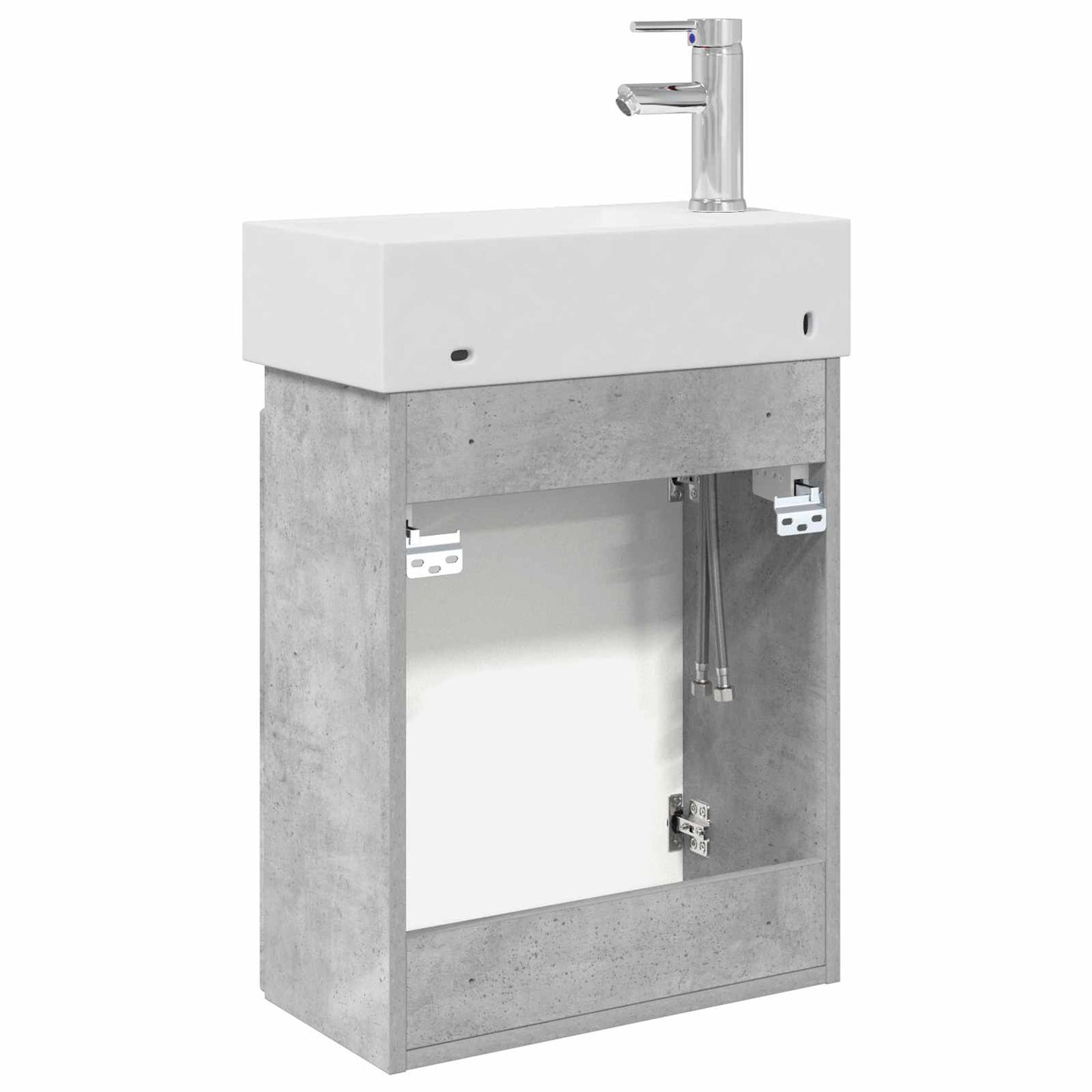 Badezimmer Waschtischunterschrank mit Wasserhahn Betongrau