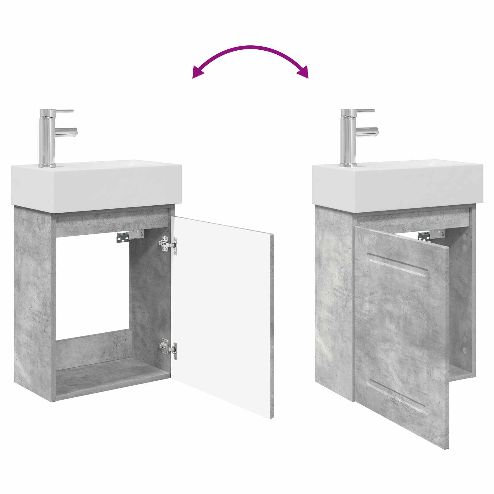 Badezimmer Waschtischunterschrank mit Wasserhahn Betongrau