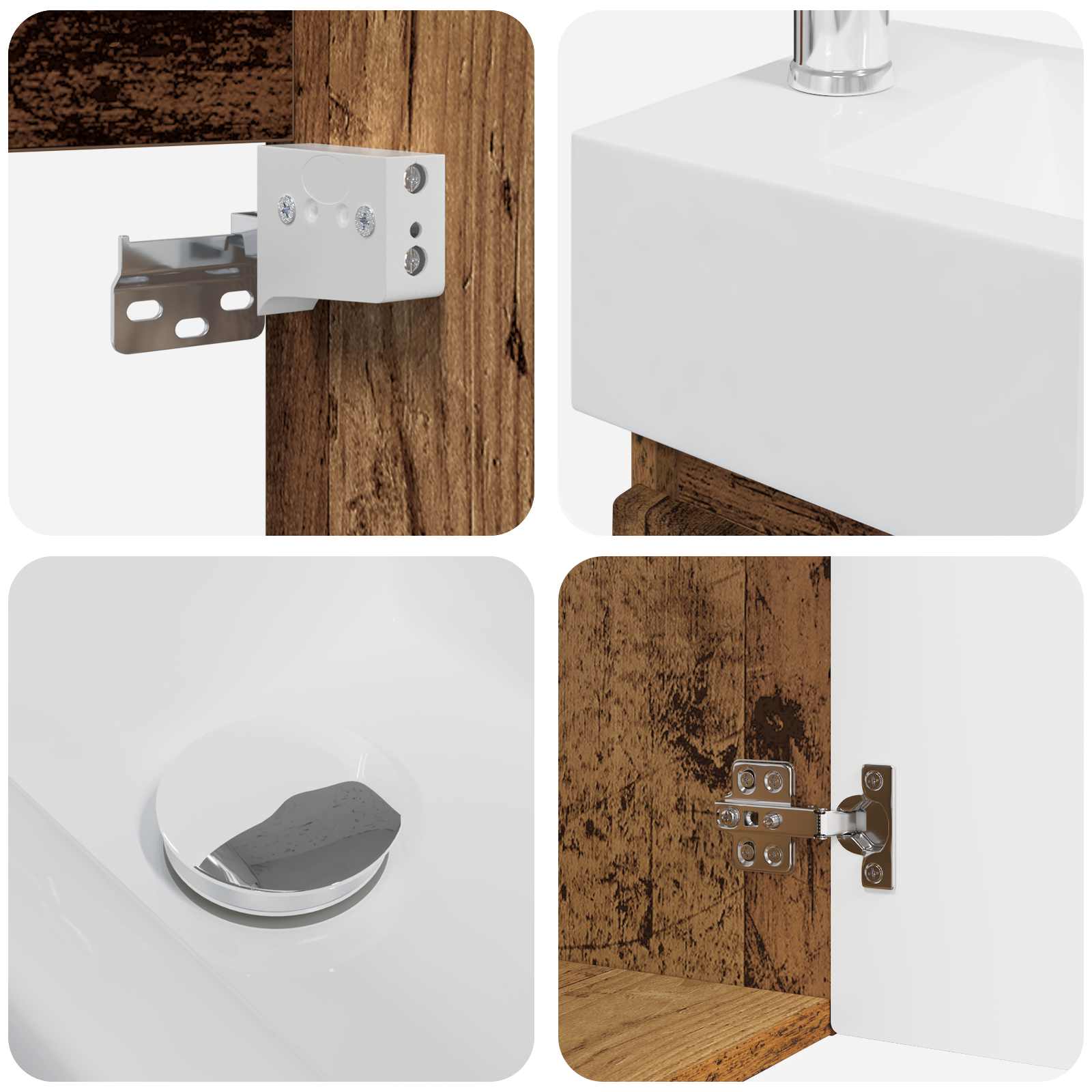 Badezimmer Waschtischunterschrank mit Wasserhahn Altholz