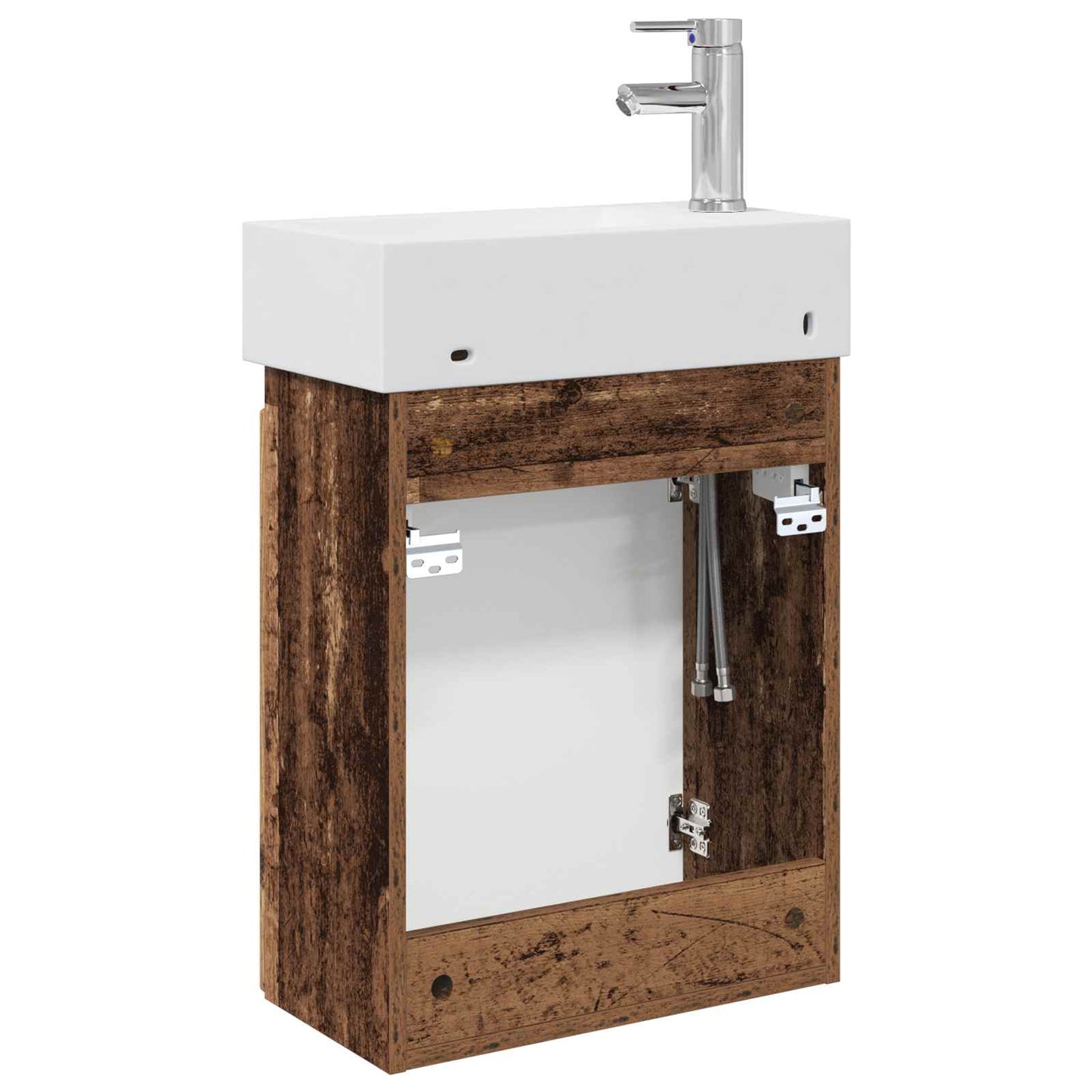 Badezimmer Waschtischunterschrank mit Wasserhahn Altholz