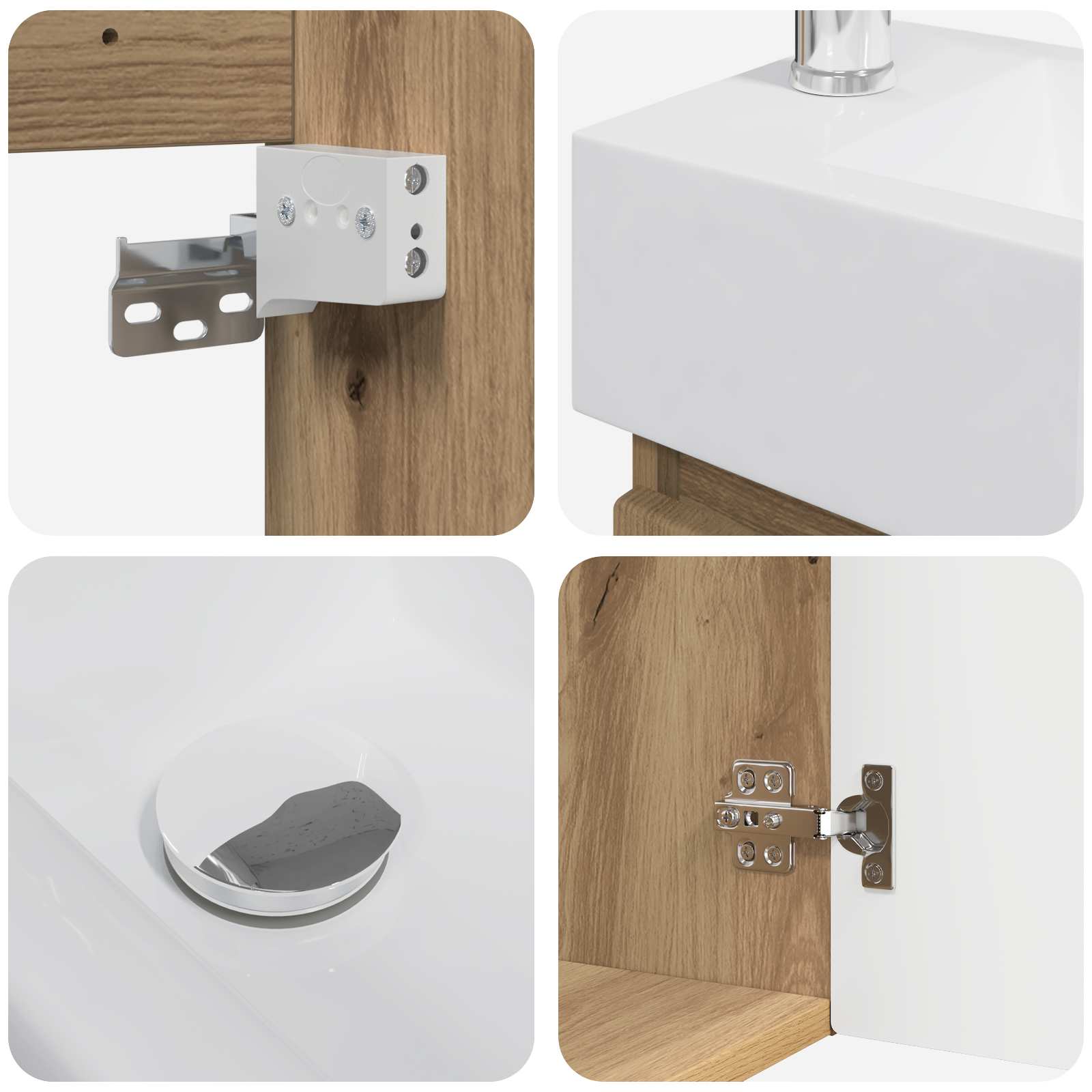 Badezimmer Waschtischunterschrank mit Wasserhahn Artisan-Eiche