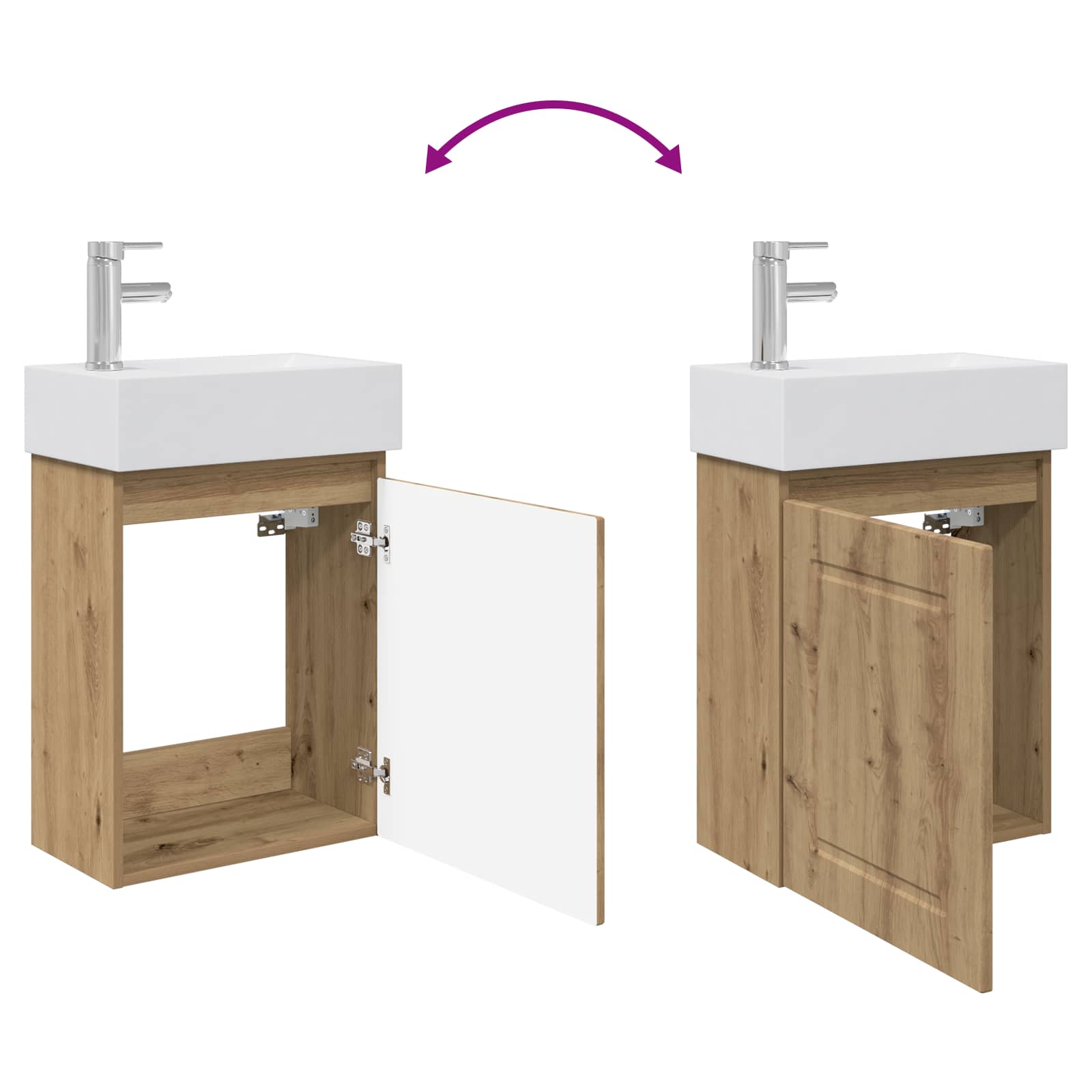 Badezimmer Waschtischunterschrank mit Wasserhahn Artisan-Eiche