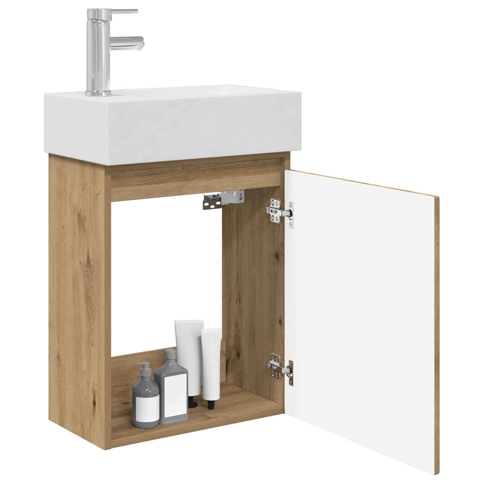 Badezimmer Waschtischunterschrank mit Wasserhahn Artisan-Eiche