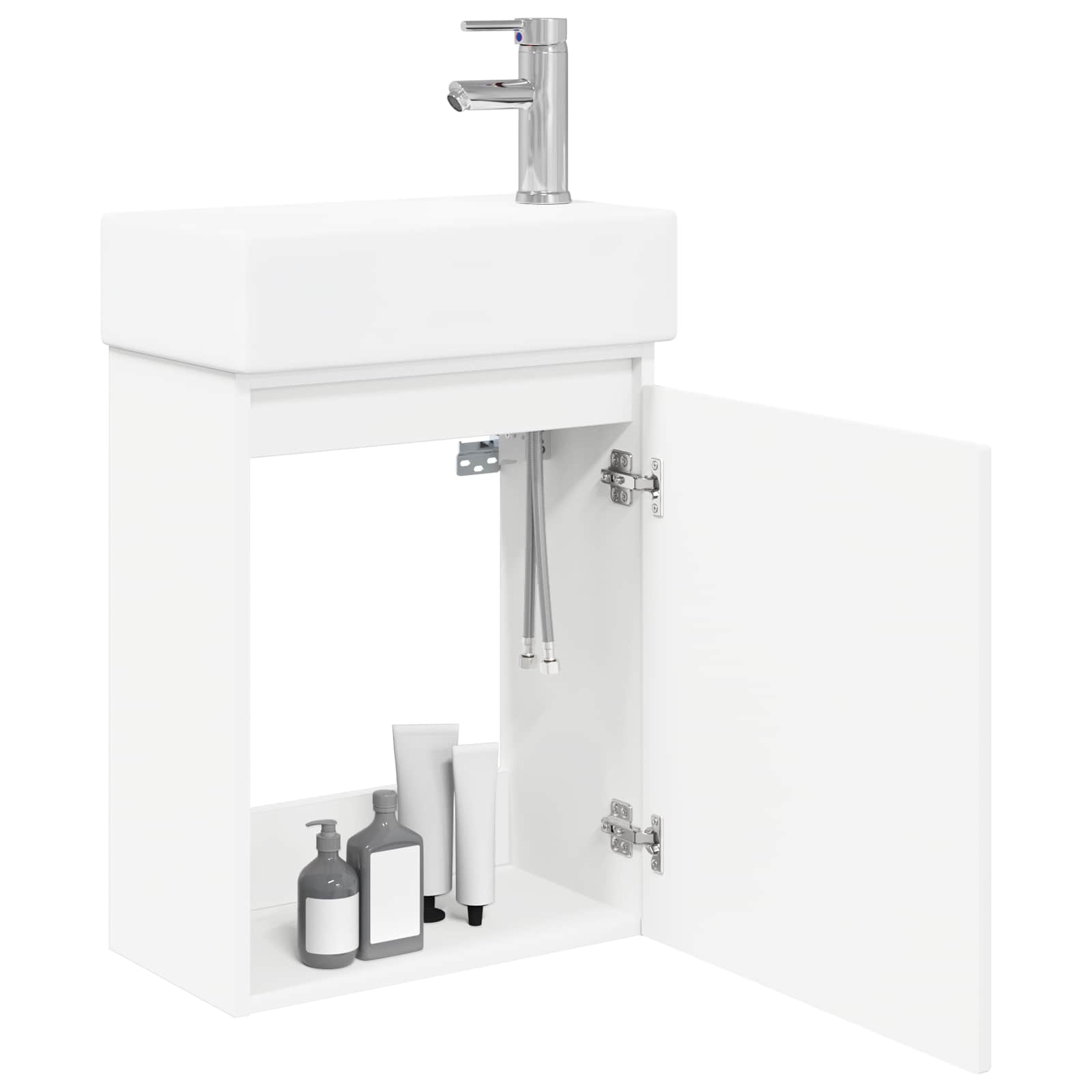 Badezimmer Waschtischunterschrank mit Wasserhahn Weiß