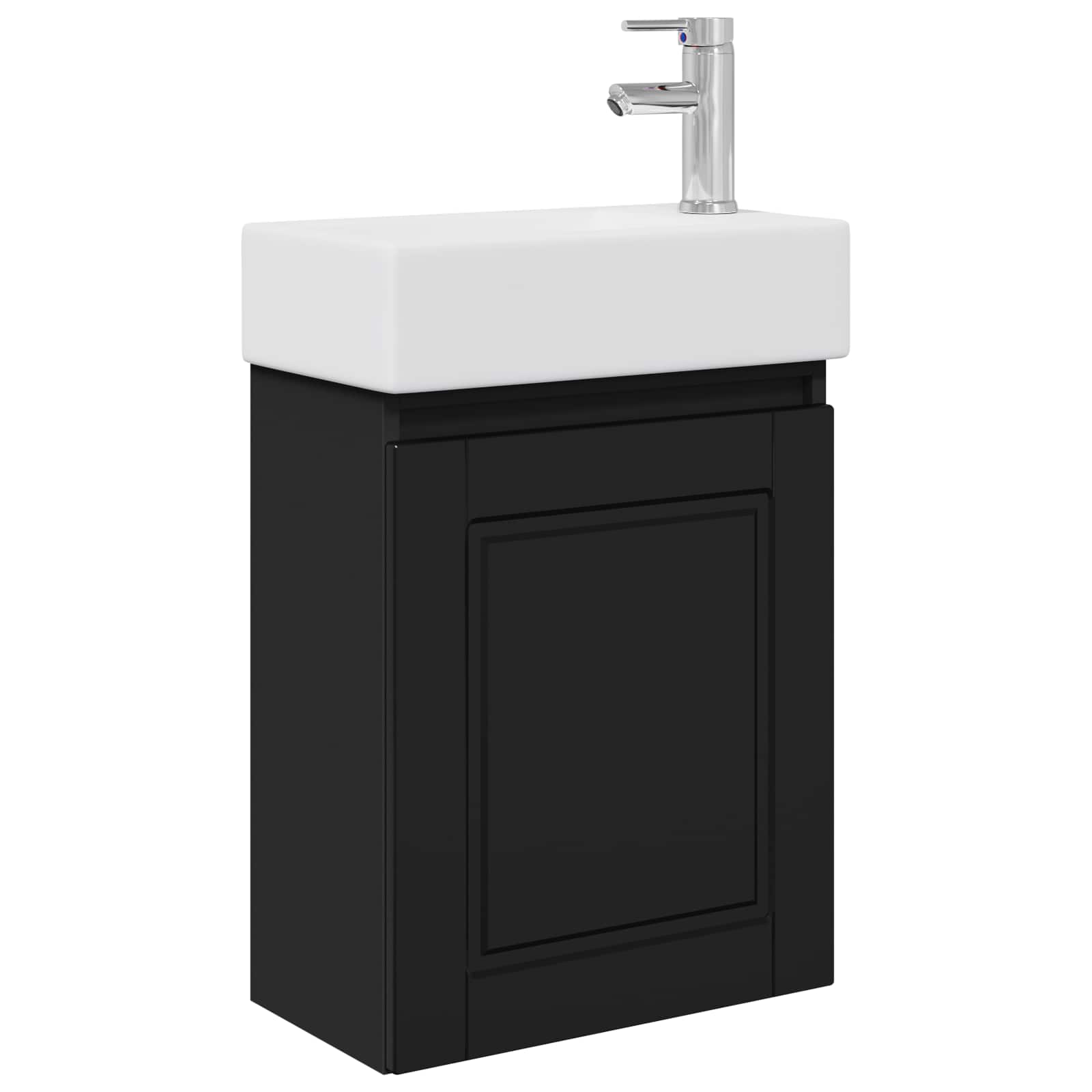 Badezimmer Waschtischunterschrank mit Wasserhahn Schwarz