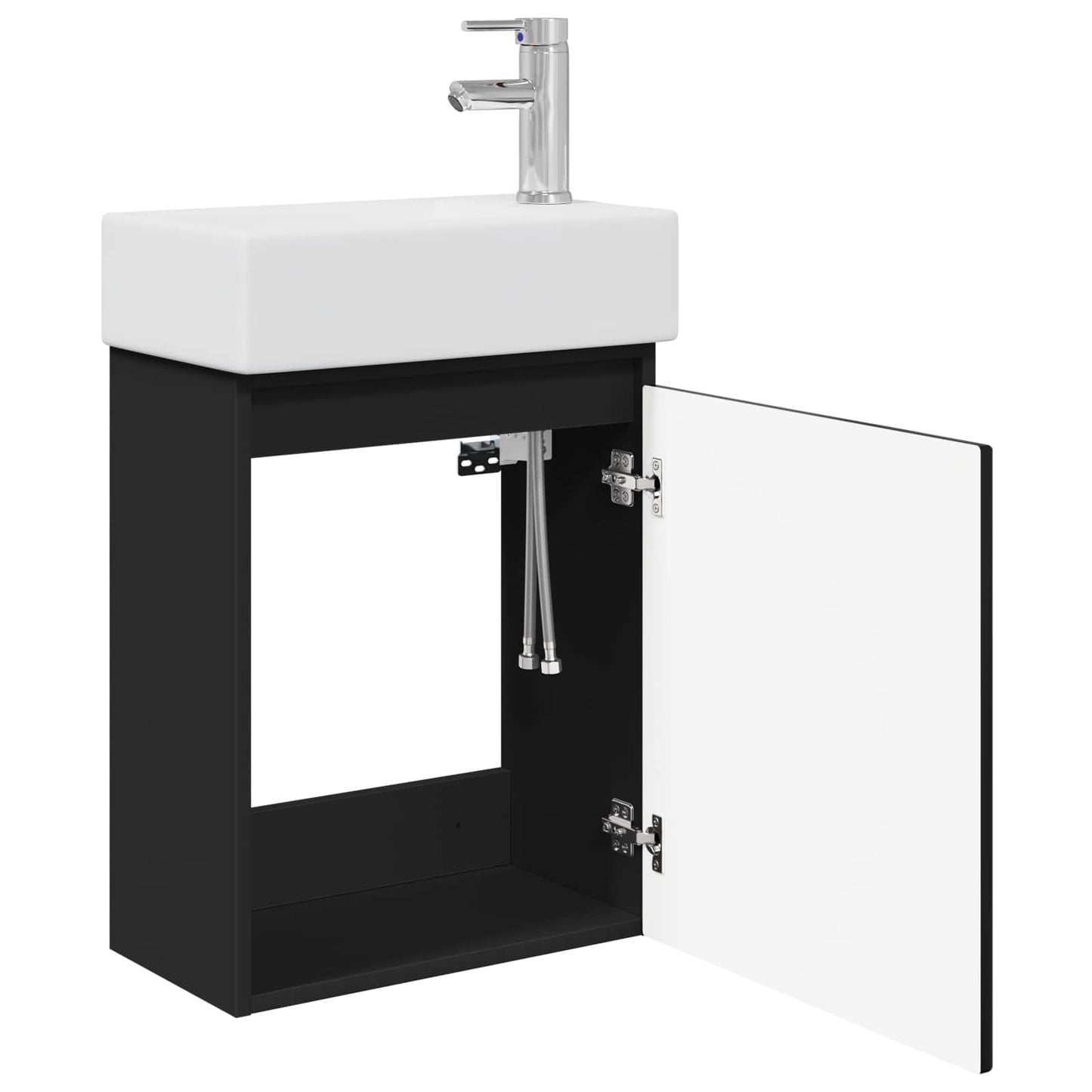 Badezimmer Waschtischunterschrank mit Wasserhahn Schwarz