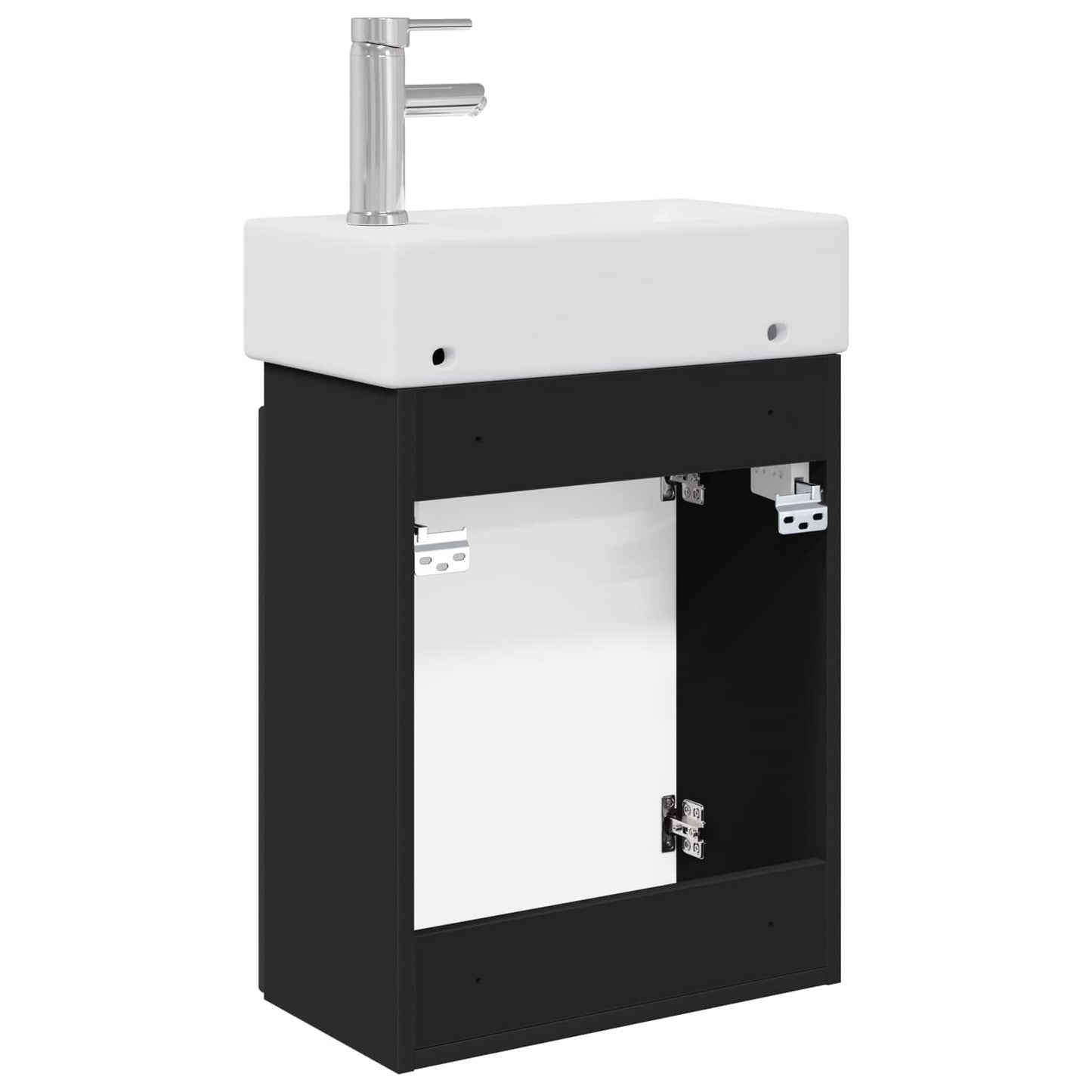 Badezimmer Waschtischunterschrank mit Wasserhahn Schwarz