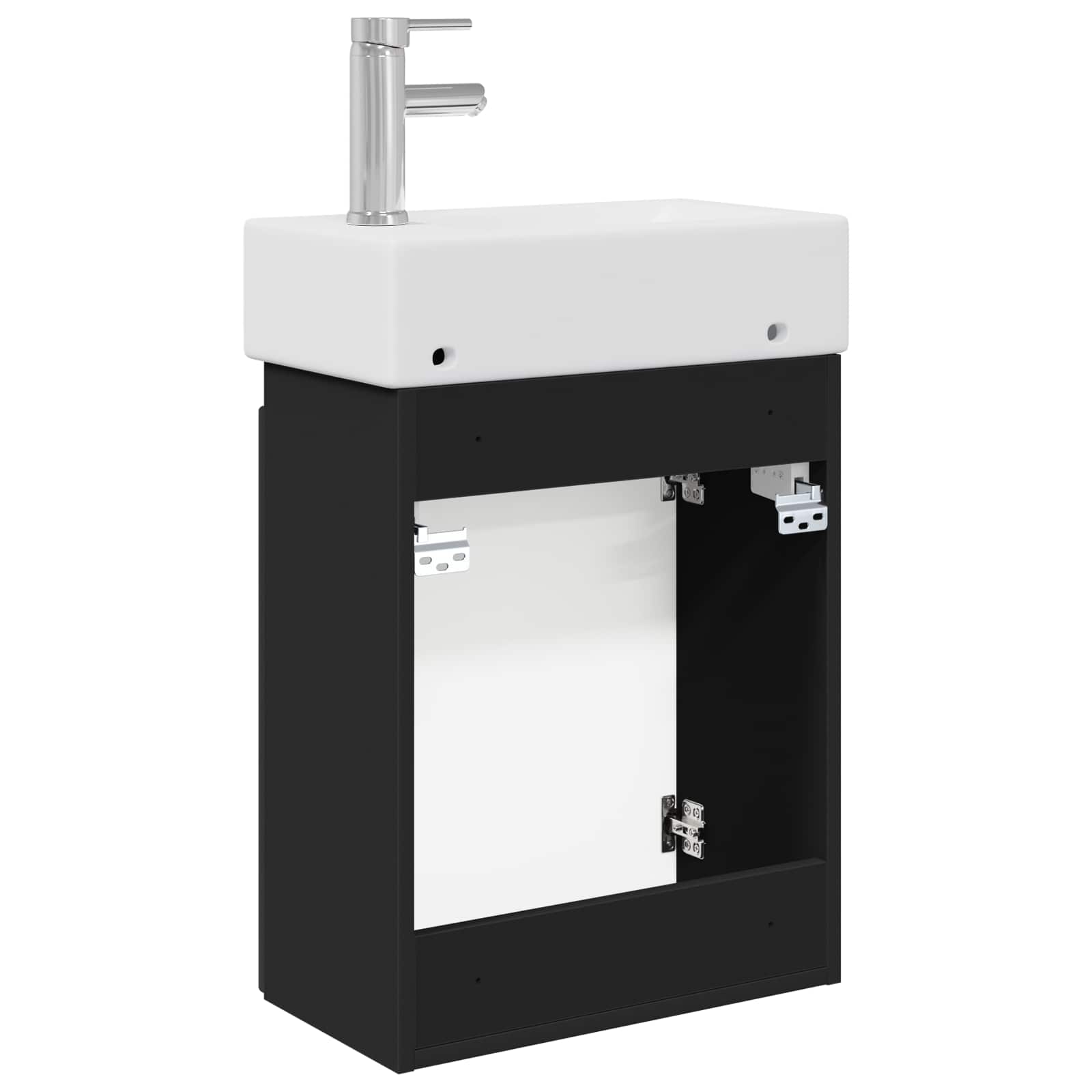 Badezimmer Waschtischunterschrank mit Wasserhahn Schwarz