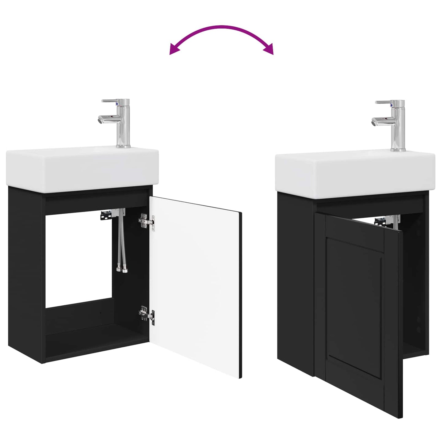 Badezimmer Waschtischunterschrank mit Wasserhahn Schwarz