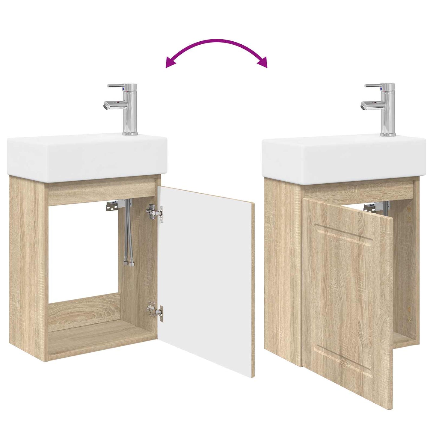 Badezimmer Waschtischunterschrank mit Wasserhahn Sonoma-Eiche