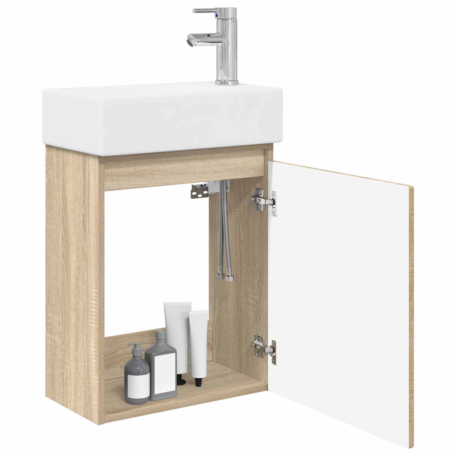 Badezimmer Waschtischunterschrank mit Wasserhahn Sonoma-Eiche