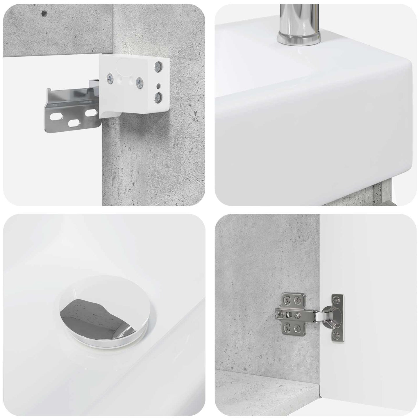 Badezimmer Waschtischunterschrank mit Wasserhahn Betongrau