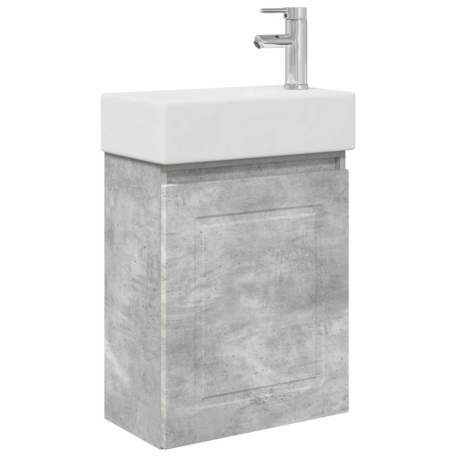 Badezimmer Waschtischunterschrank mit Wasserhahn Betongrau