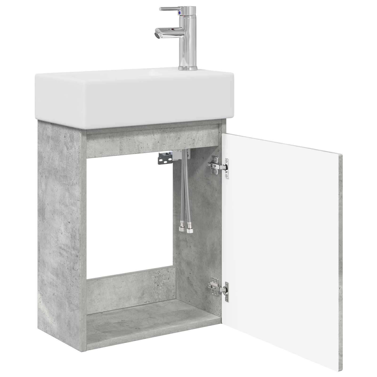 Badezimmer Waschtischunterschrank mit Wasserhahn Betongrau