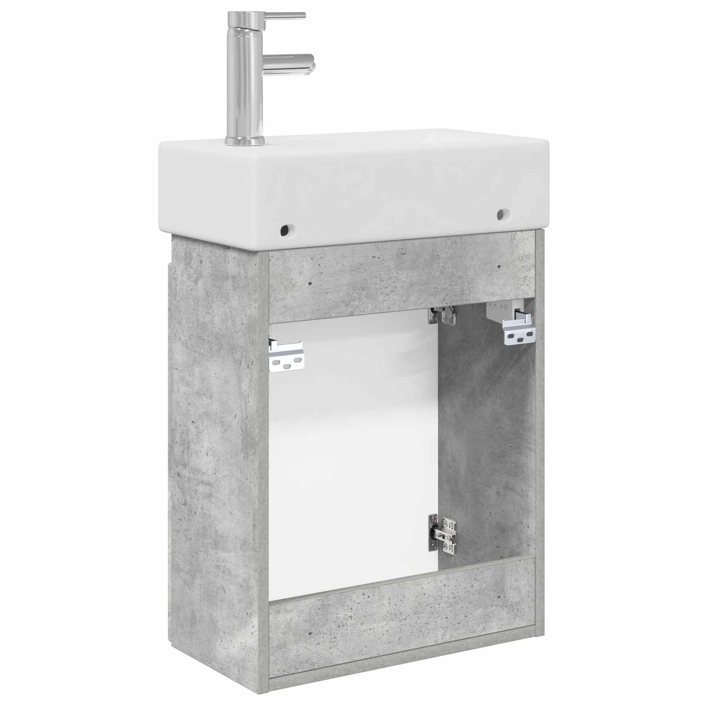 Badezimmer Waschtischunterschrank mit Wasserhahn Betongrau