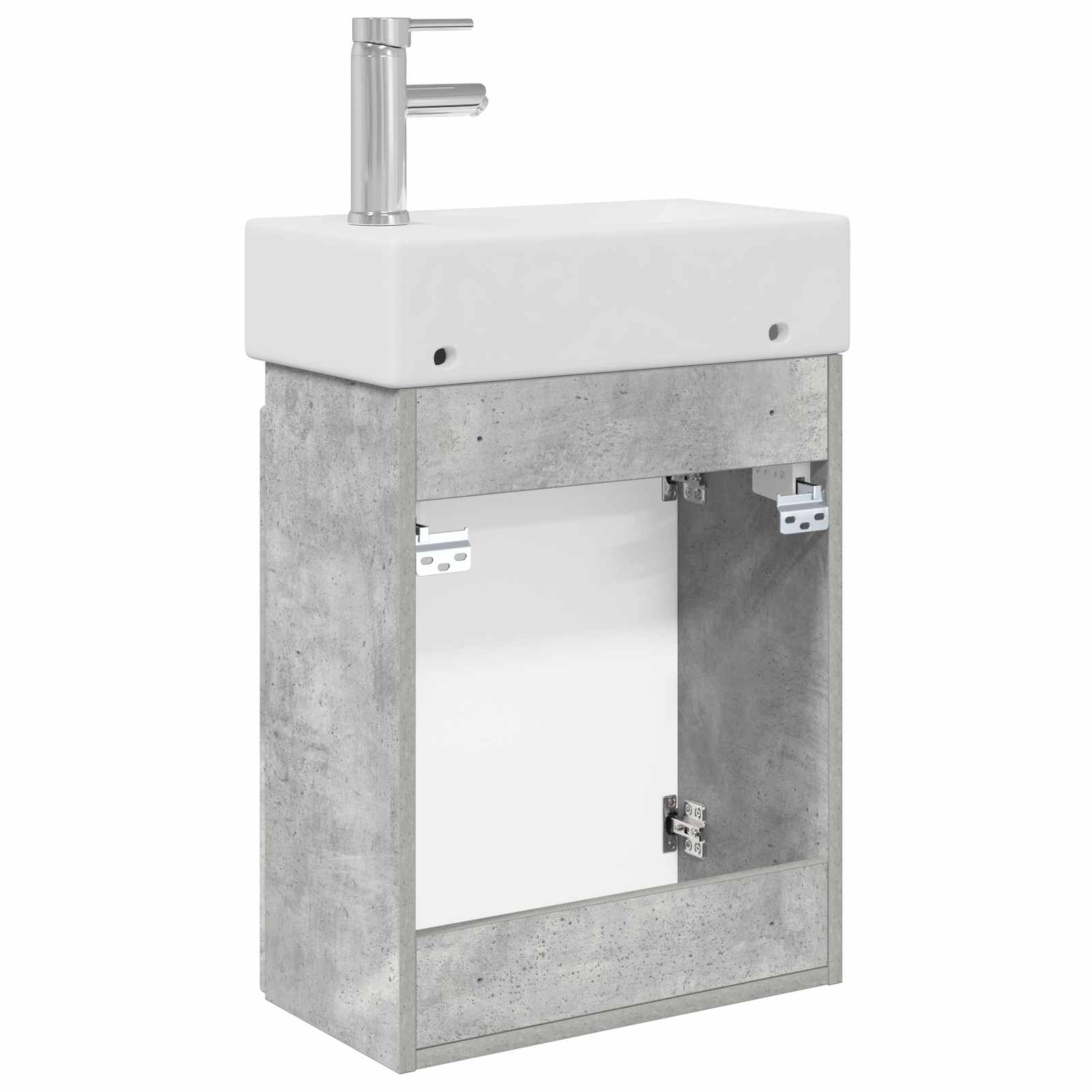 Badezimmer Waschtischunterschrank mit Wasserhahn Betongrau