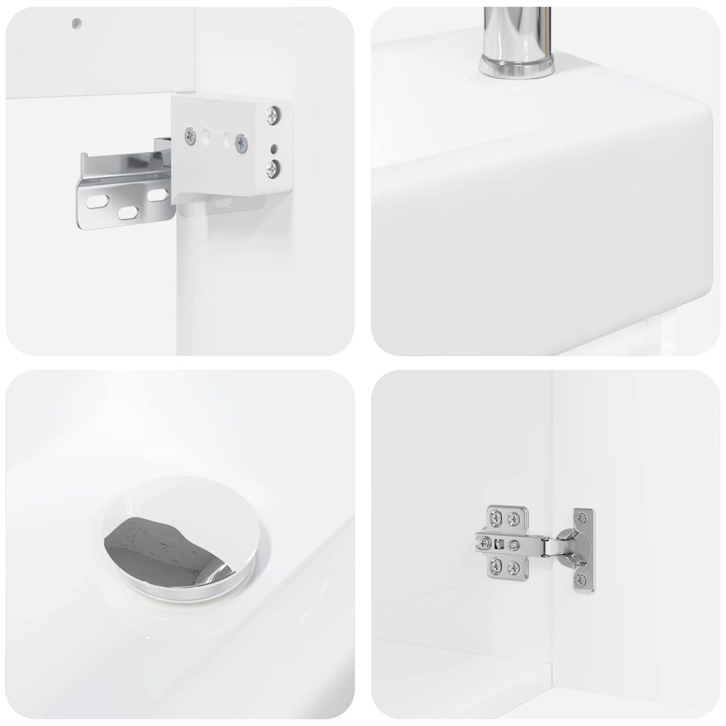 Badezimmer Waschtischunterschrank mit Wasserhahn Hochglanz Weiß