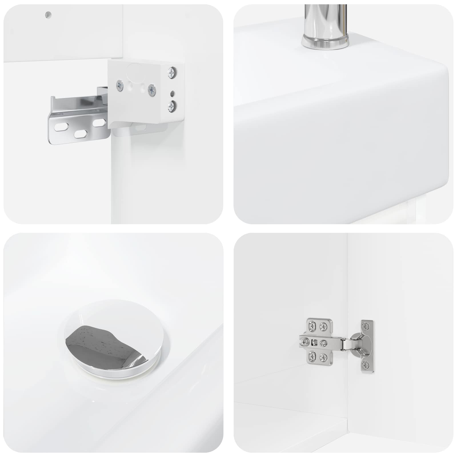 Badezimmer Waschtischunterschrank mit Wasserhahn Hochglanz Weiß