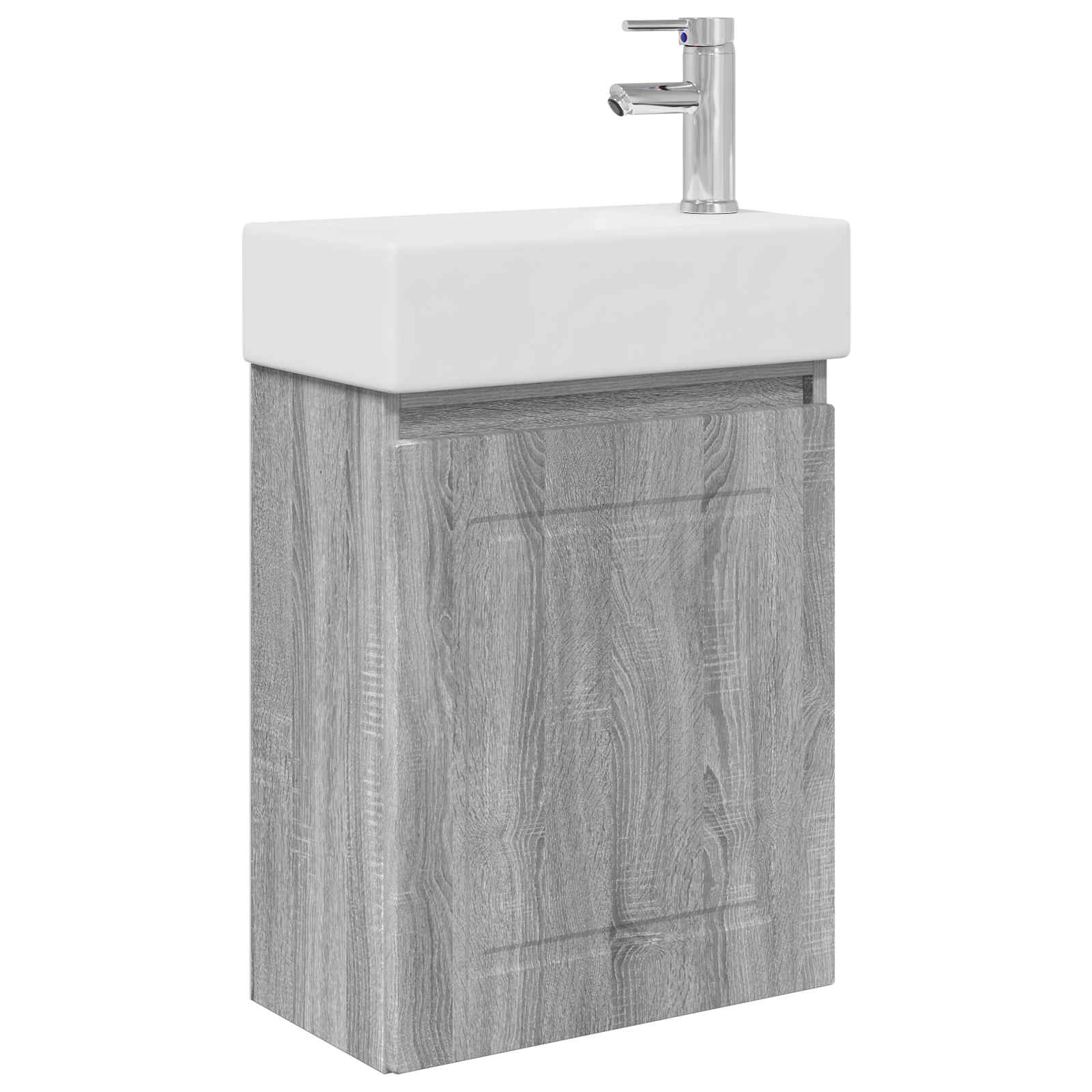Badezimmer Waschtischunterschrank mit Wasserhahn Sonoma-Grau