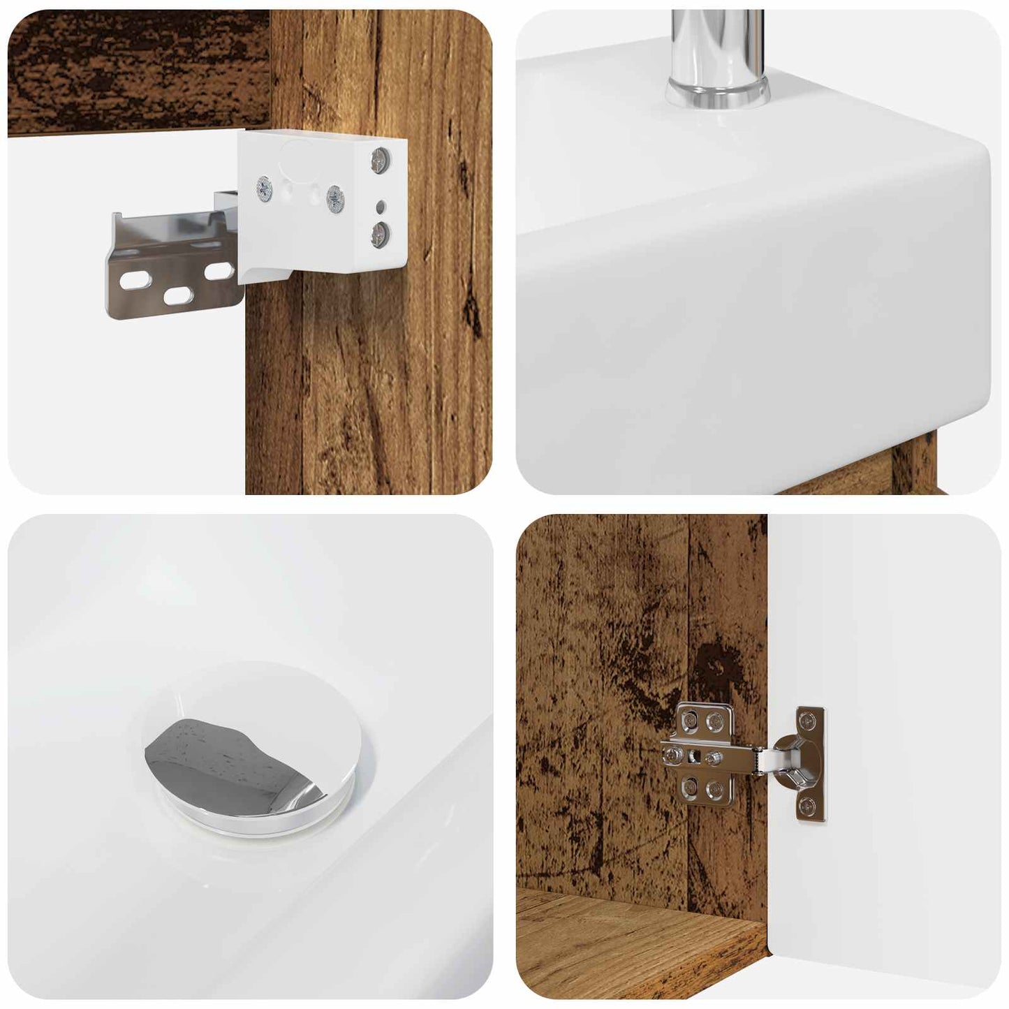 Badezimmer Waschtischunterschrank mit Wasserhahn Altholz