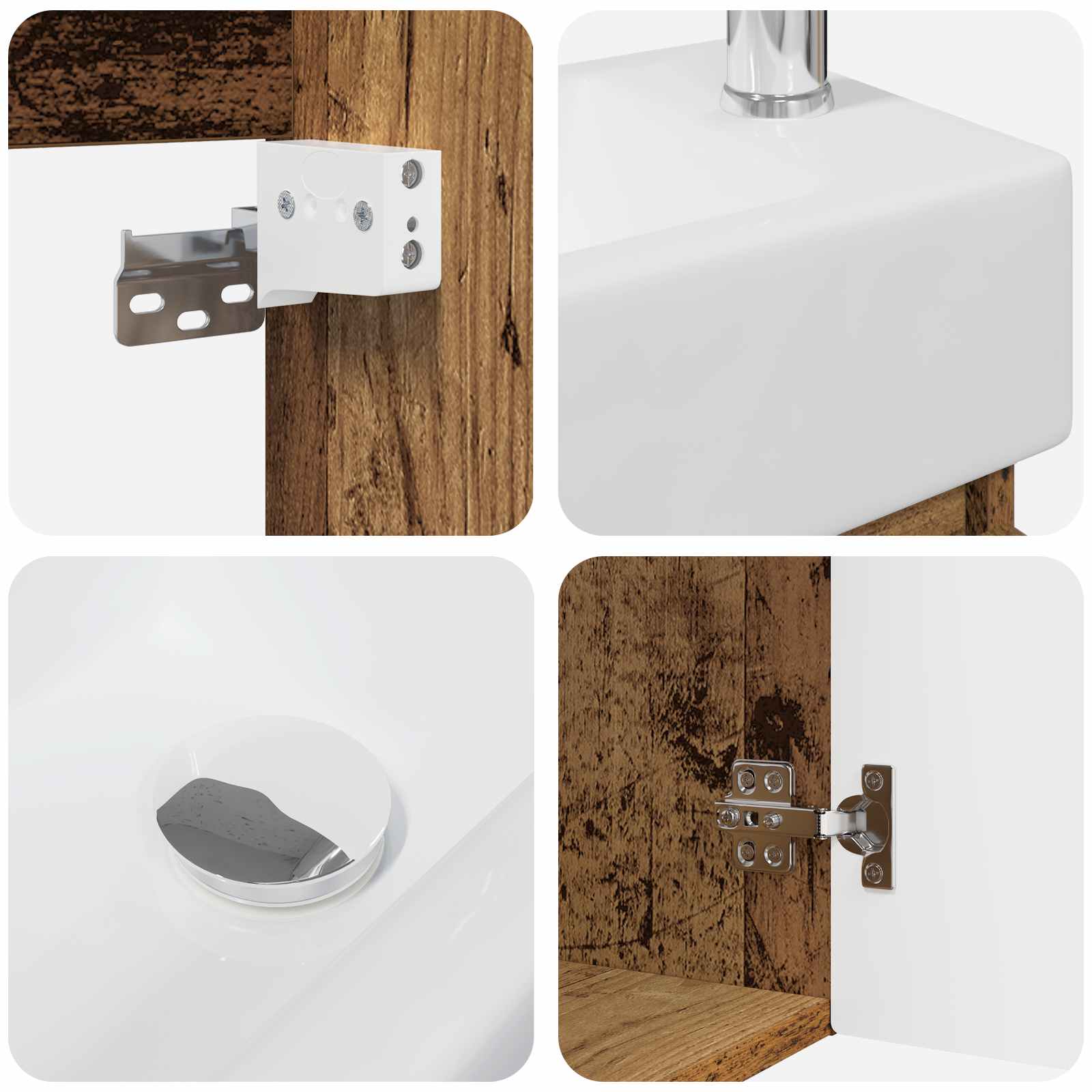 Badezimmer Waschtischunterschrank mit Wasserhahn Altholz