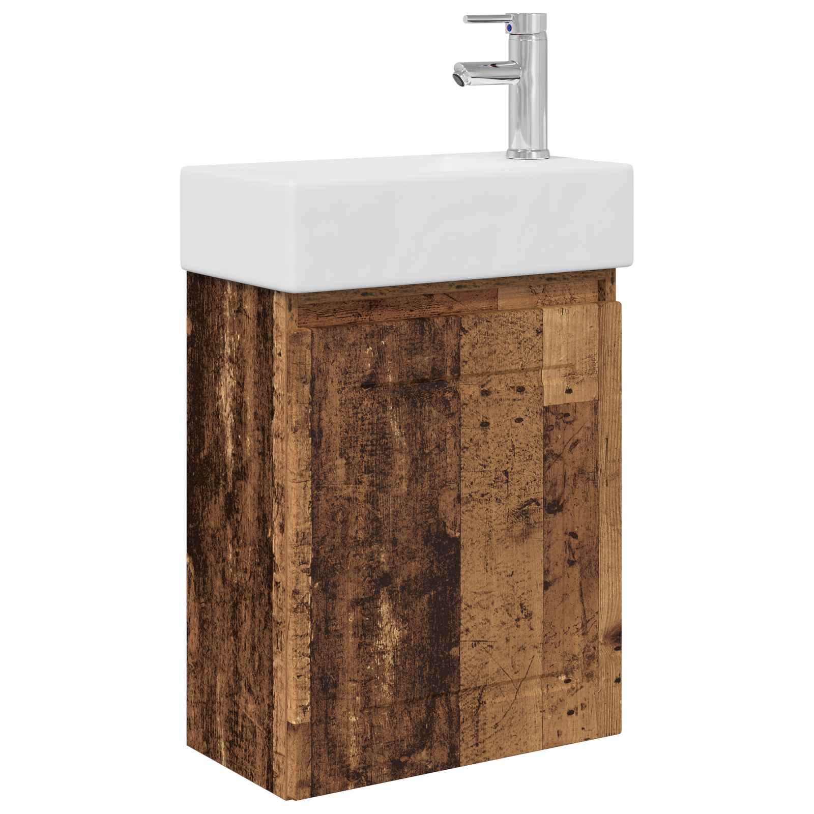 Badezimmer Waschtischunterschrank mit Wasserhahn Altholz