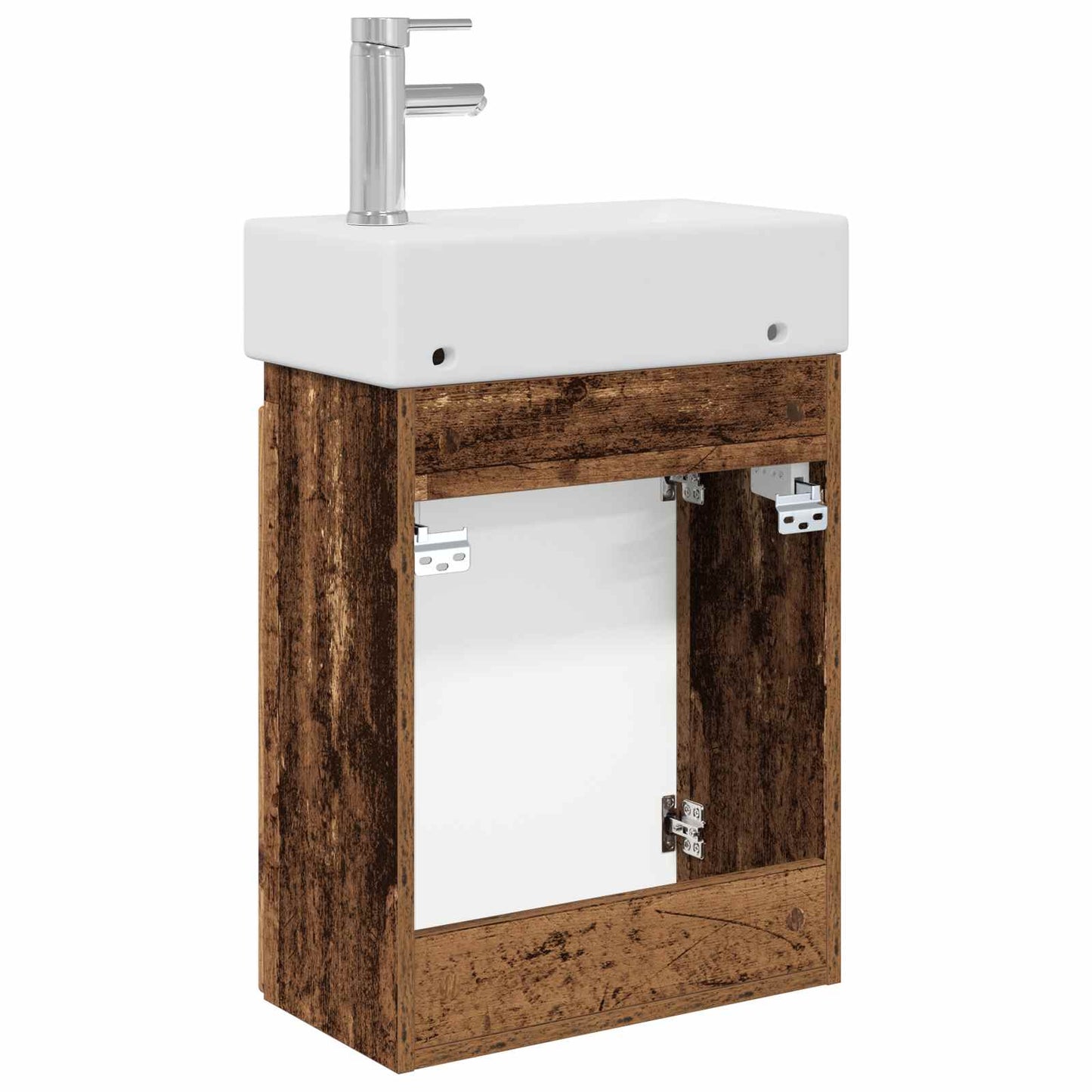 Badezimmer Waschtischunterschrank mit Wasserhahn Altholz
