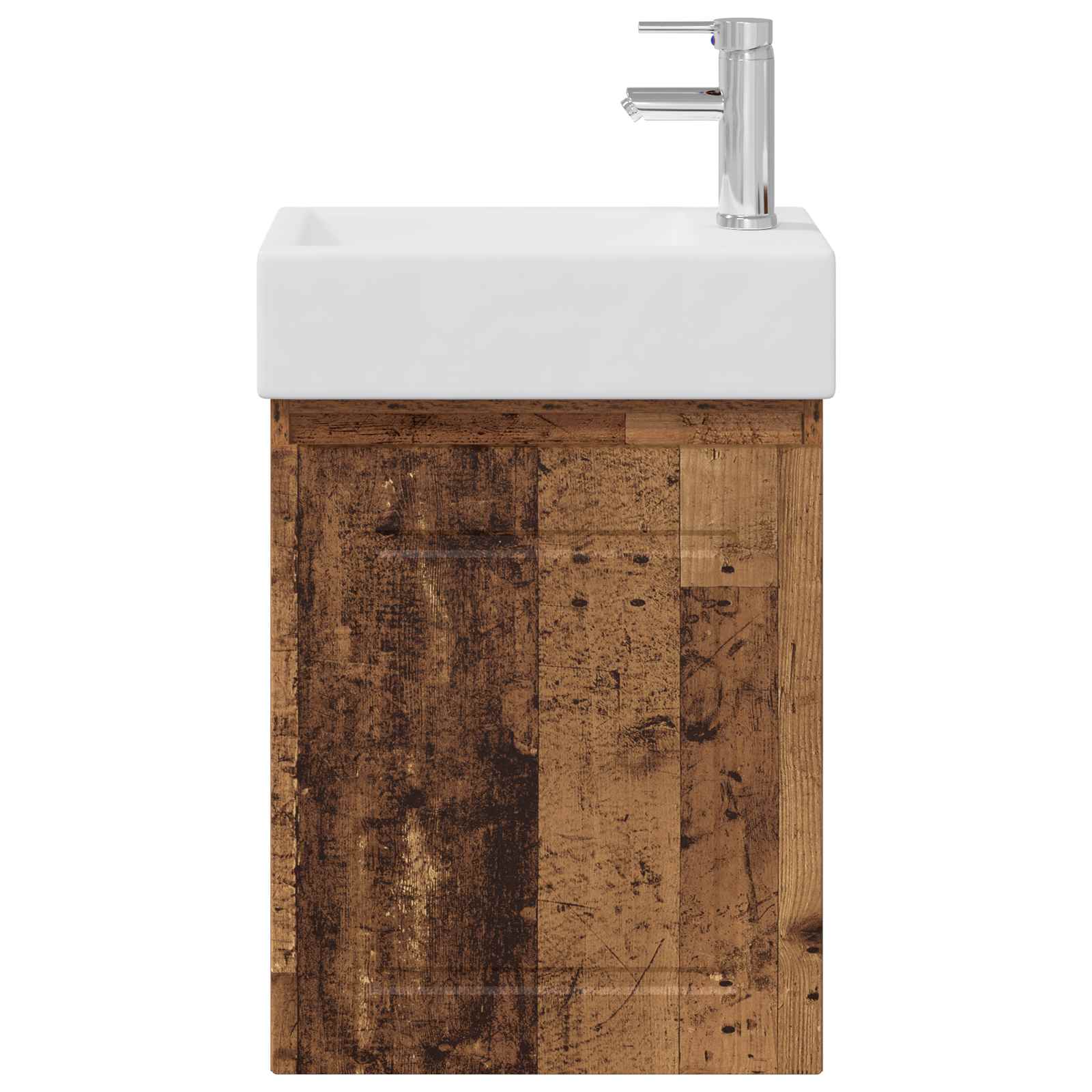 Badezimmer Waschtischunterschrank mit Wasserhahn Altholz