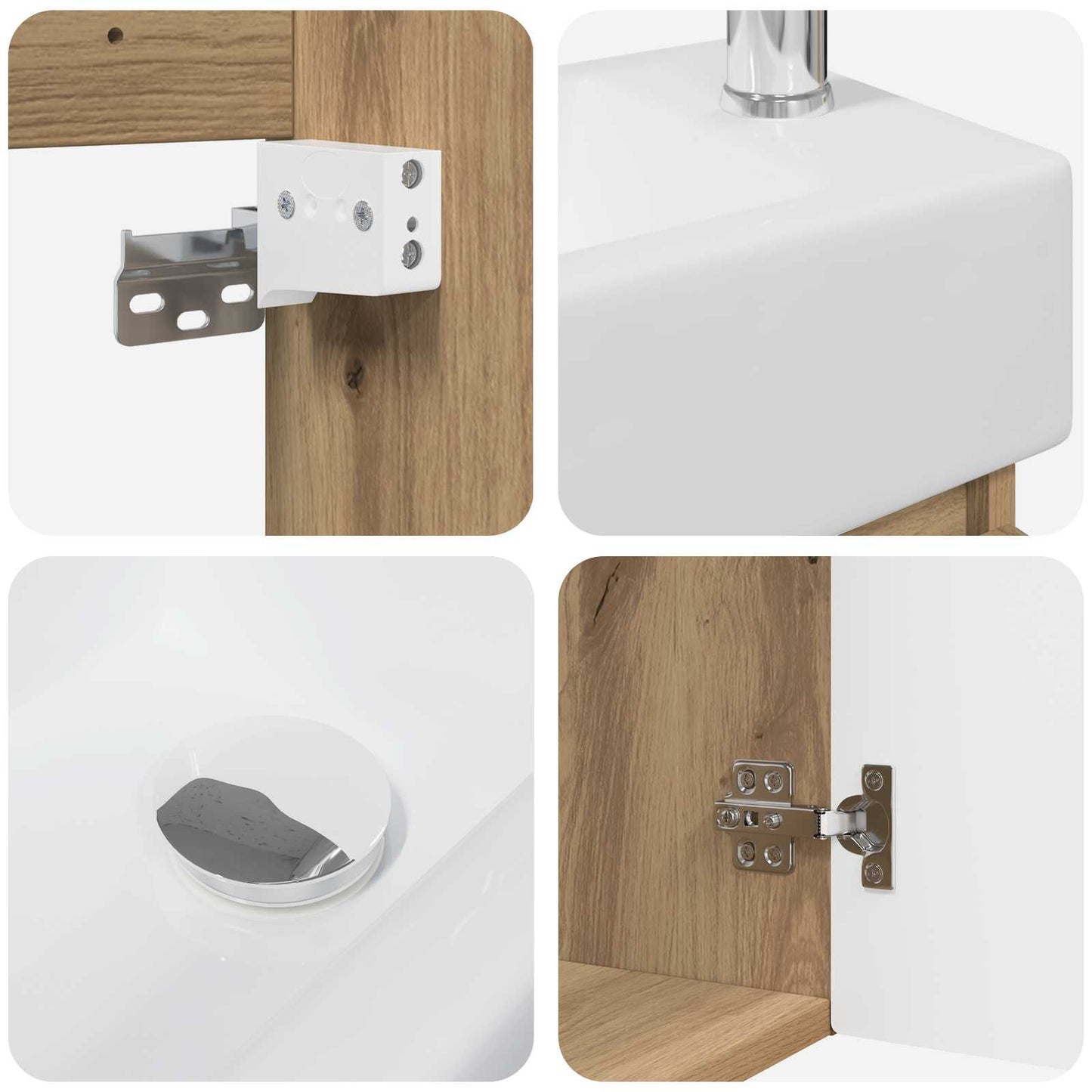 Badezimmer Waschtischunterschrank mit Wasserhahn Artisan-Eiche