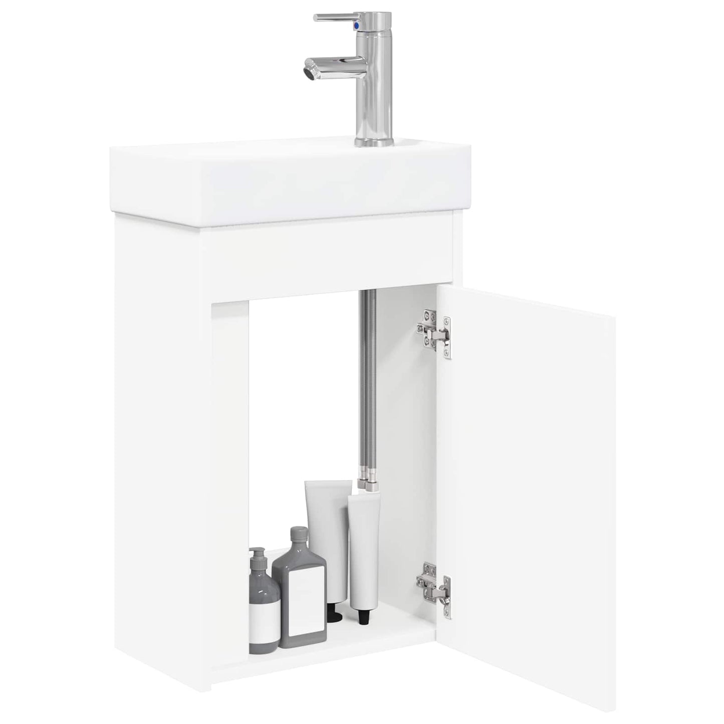 Badezimmer Waschtischunterschrank mit Wasserhahn Weiß