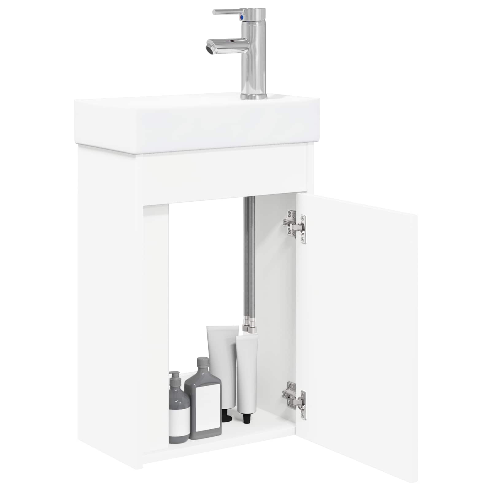 Badezimmer Waschtischunterschrank mit Wasserhahn Weiß