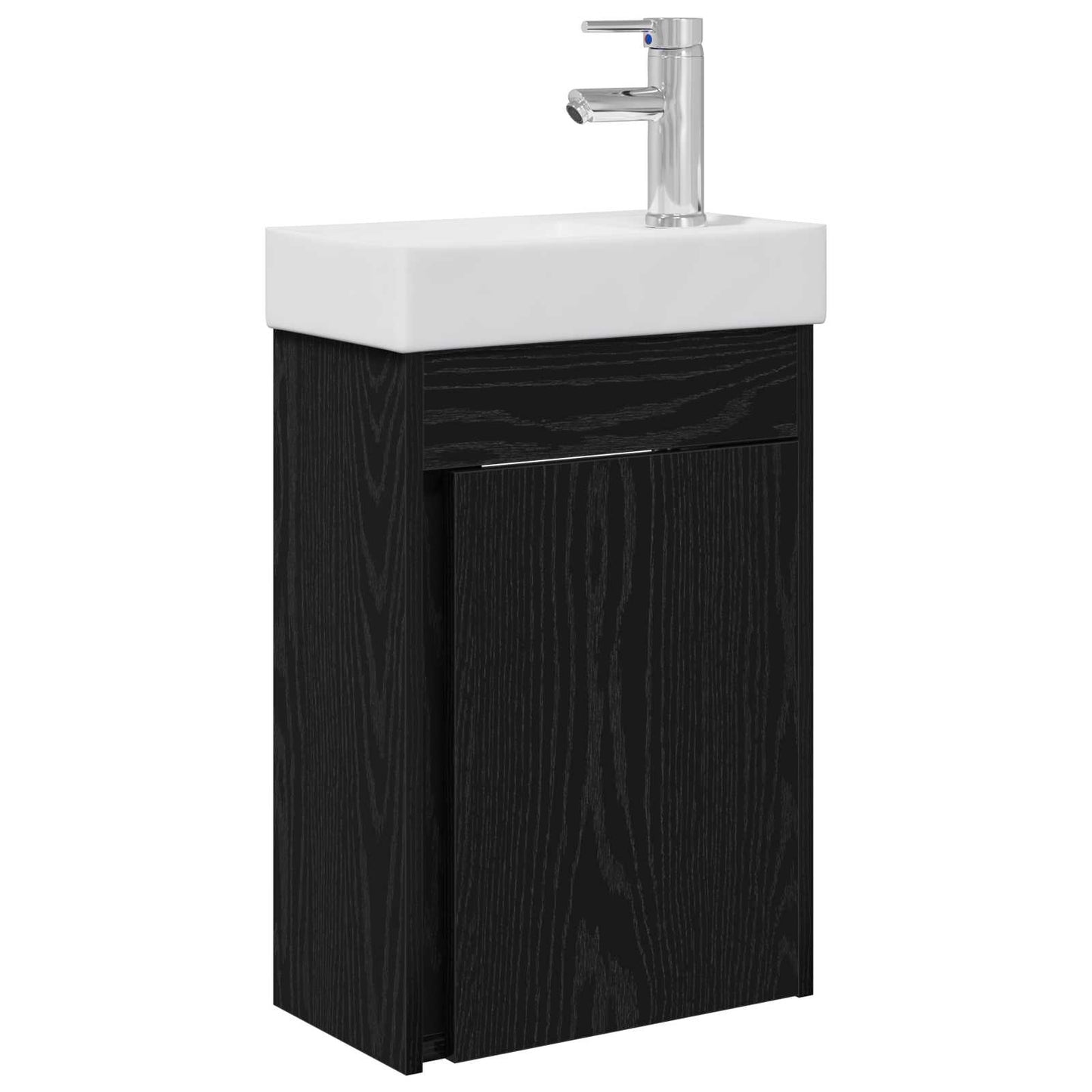 Badezimmer Waschtischunterschrank mit Wasserhahn Schwarze Eiche