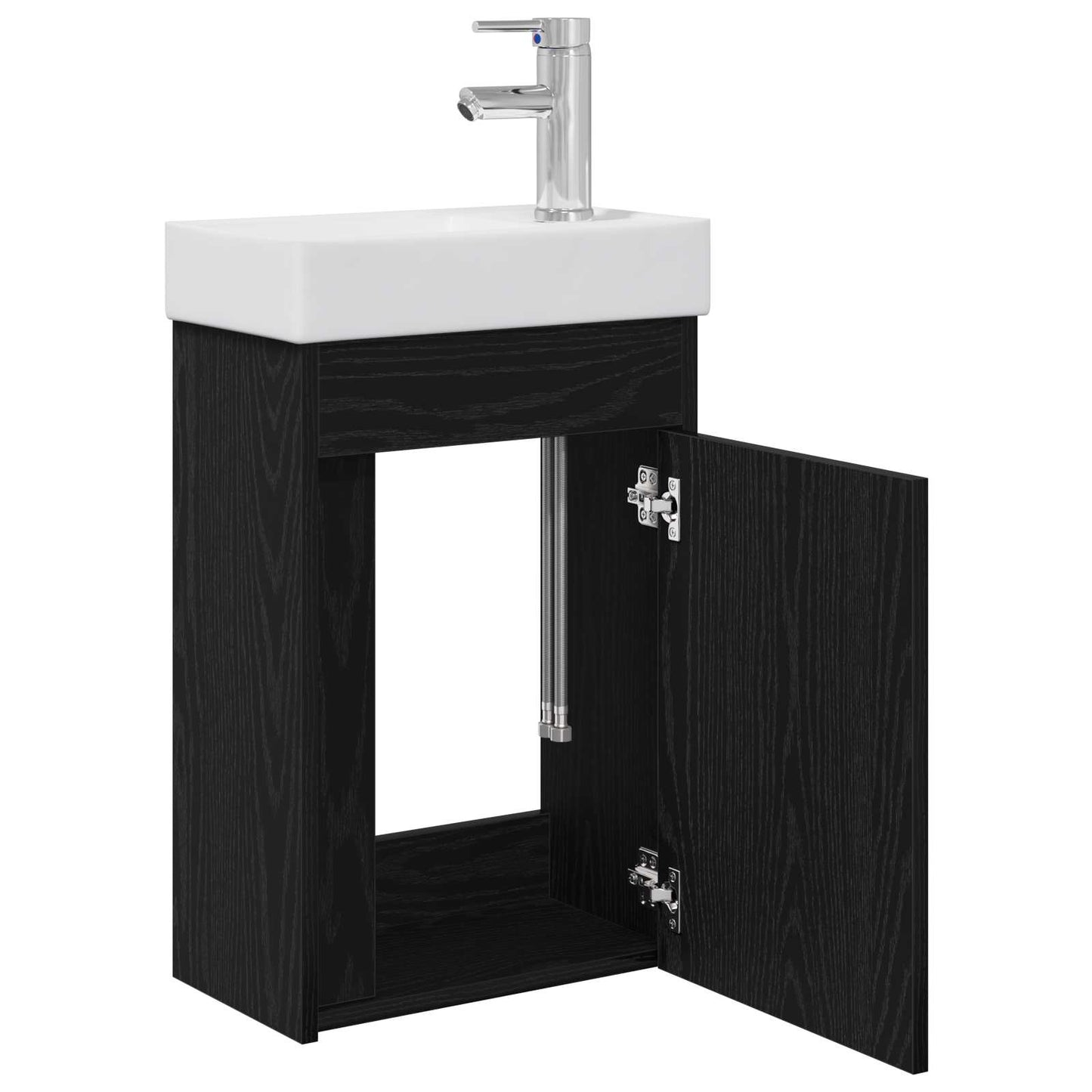 Badezimmer Waschtischunterschrank mit Wasserhahn Schwarze Eiche