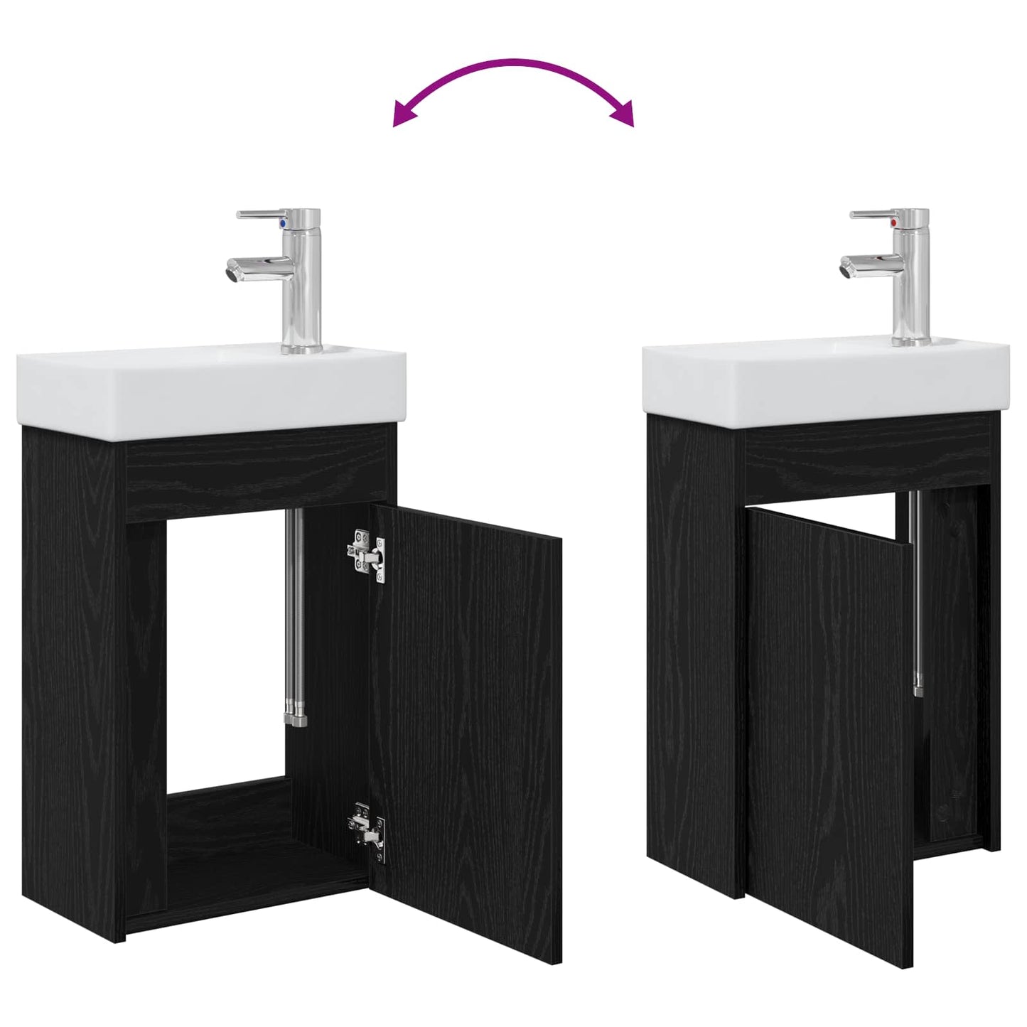Badezimmer Waschtischunterschrank mit Wasserhahn Schwarze Eiche
