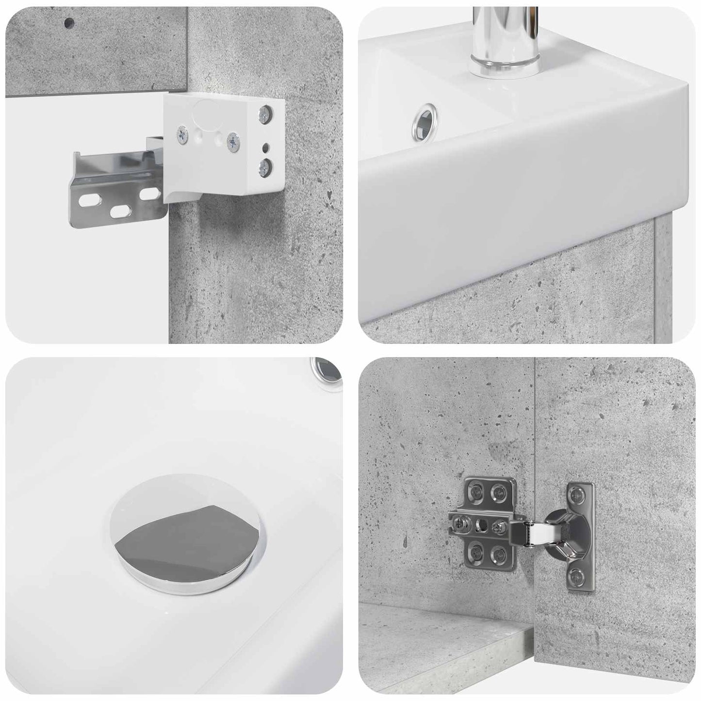 Badezimmer Waschtischunterschrank mit Wasserhahn Betongrau