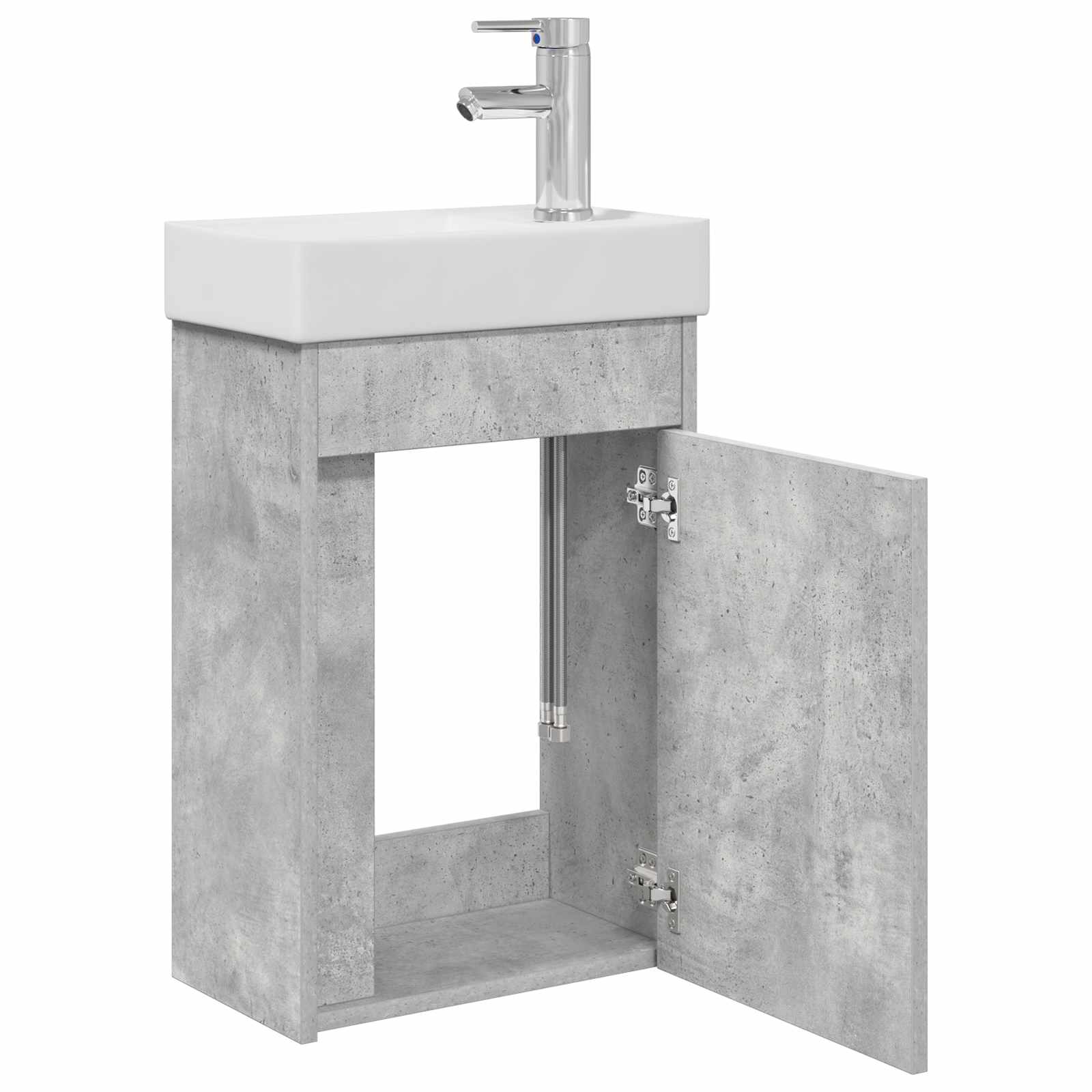 Badezimmer Waschtischunterschrank mit Wasserhahn Betongrau