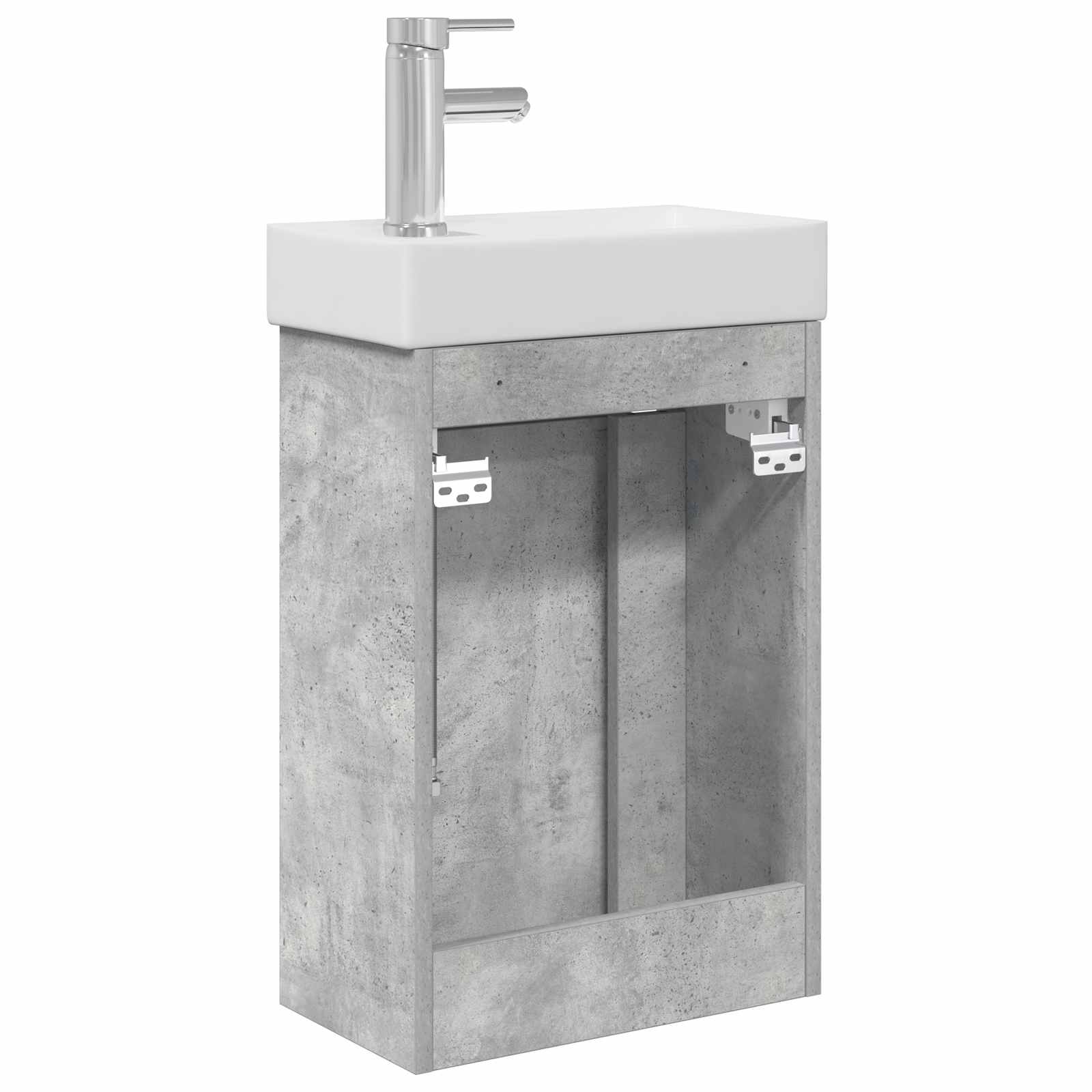 Badezimmer Waschtischunterschrank mit Wasserhahn Betongrau