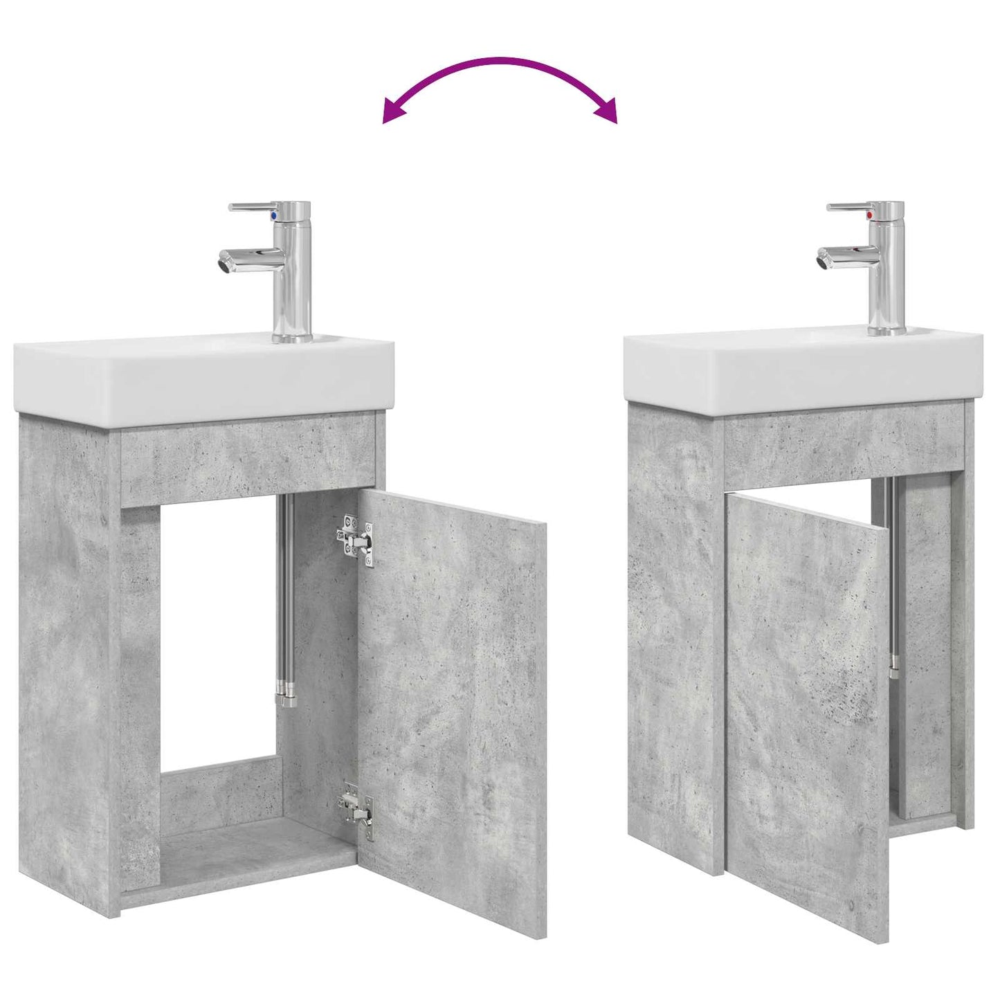 Badezimmer Waschtischunterschrank mit Wasserhahn Betongrau
