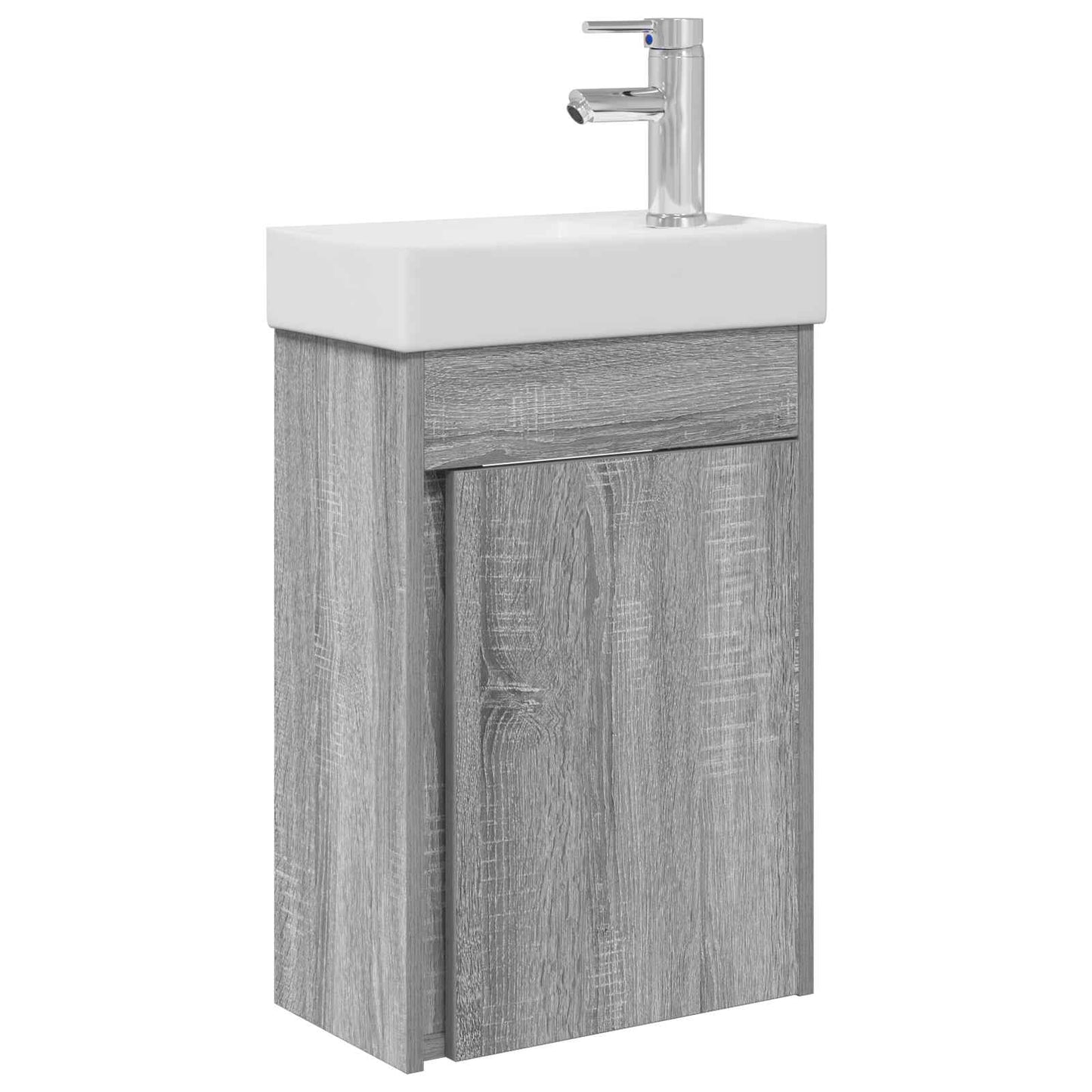 Badezimmer Waschtischunterschrank mit Wasserhahn Grau Sonoma