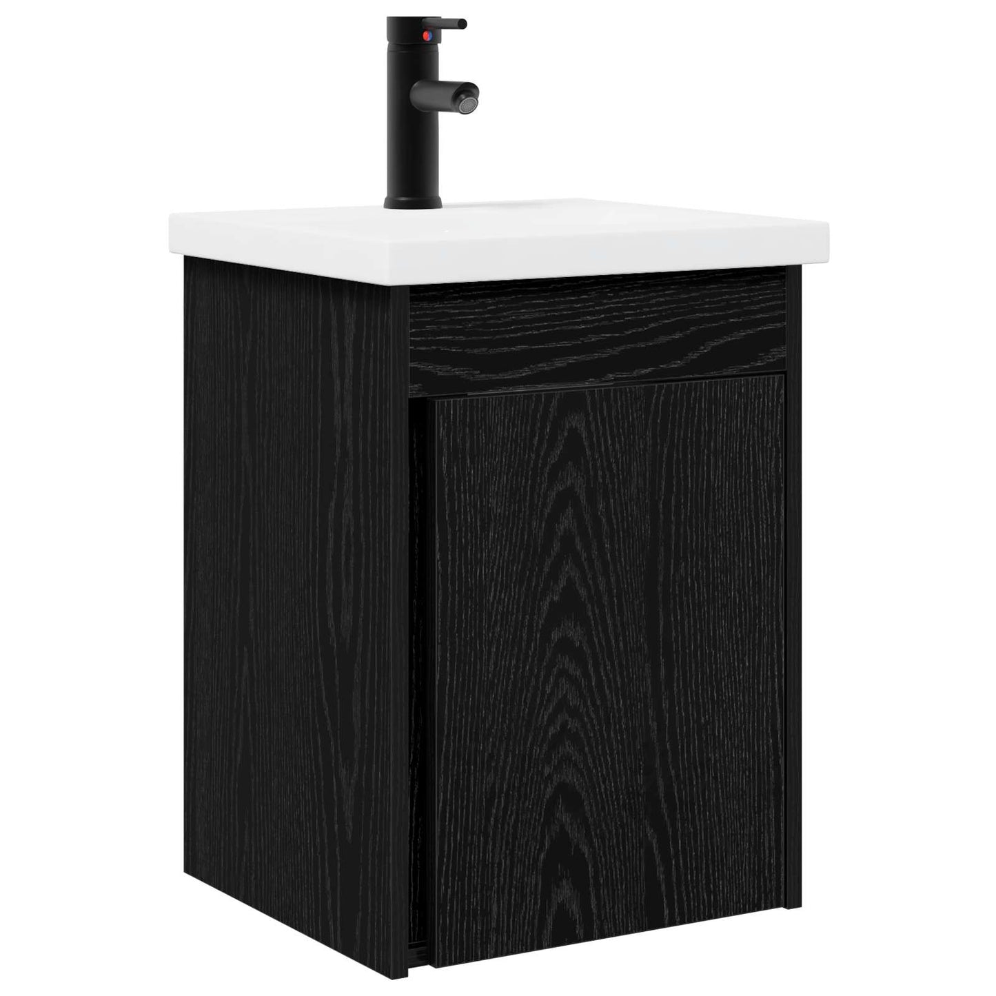 Badezimmer Waschtischunterschrank mit Wasserhahn Schwarze Eiche
