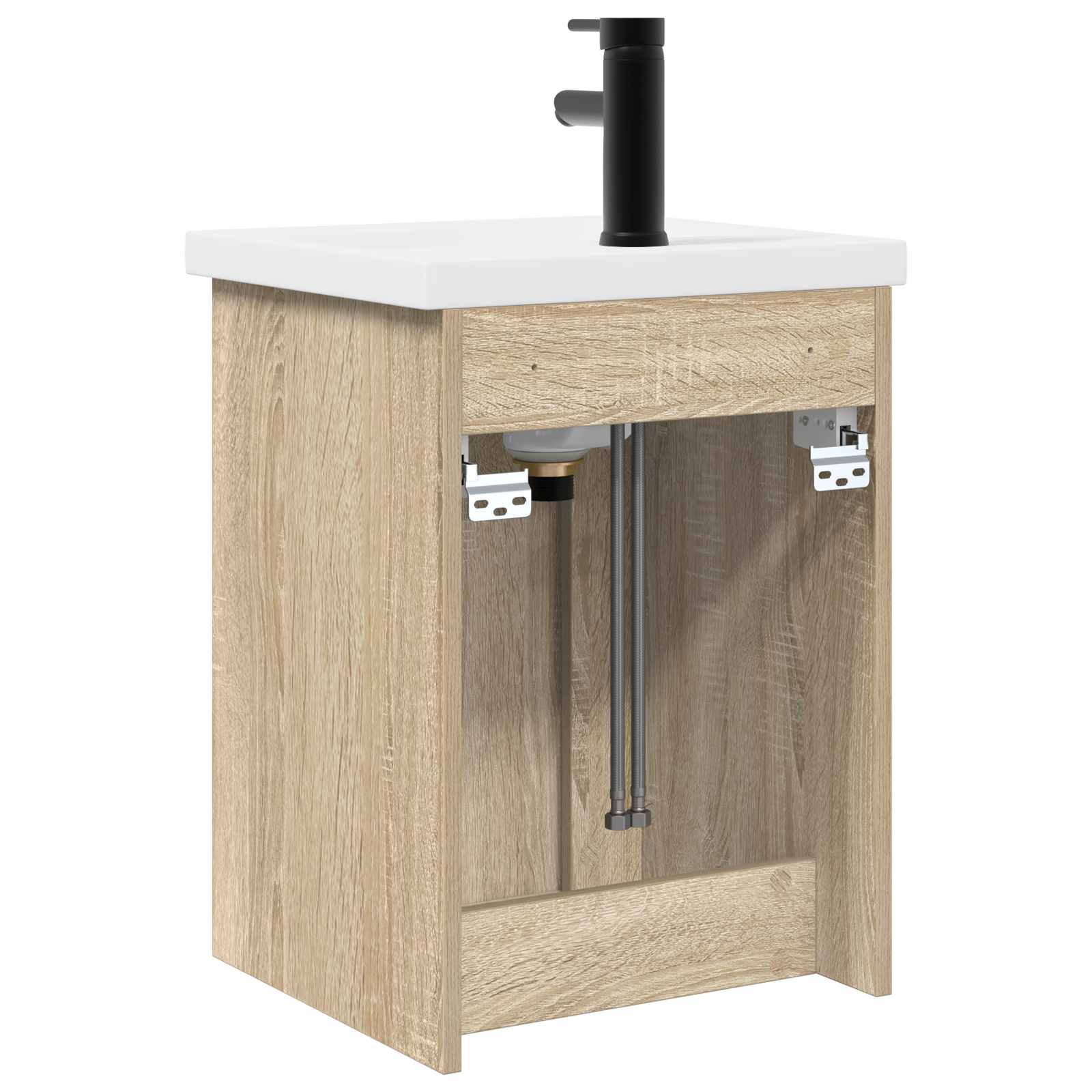 Badezimmer Waschtischunterschrank mit Wasserhahn Sonoma-Eiche