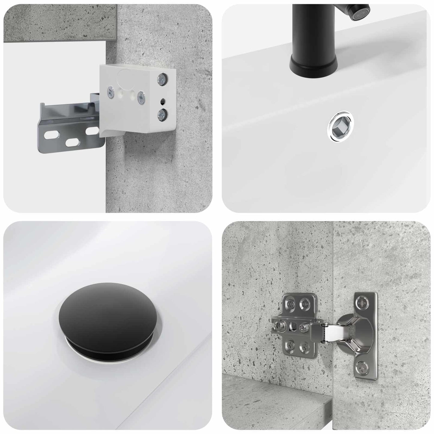 Badezimmer Waschtischunterschrank mit Wasserhahn Betongrau